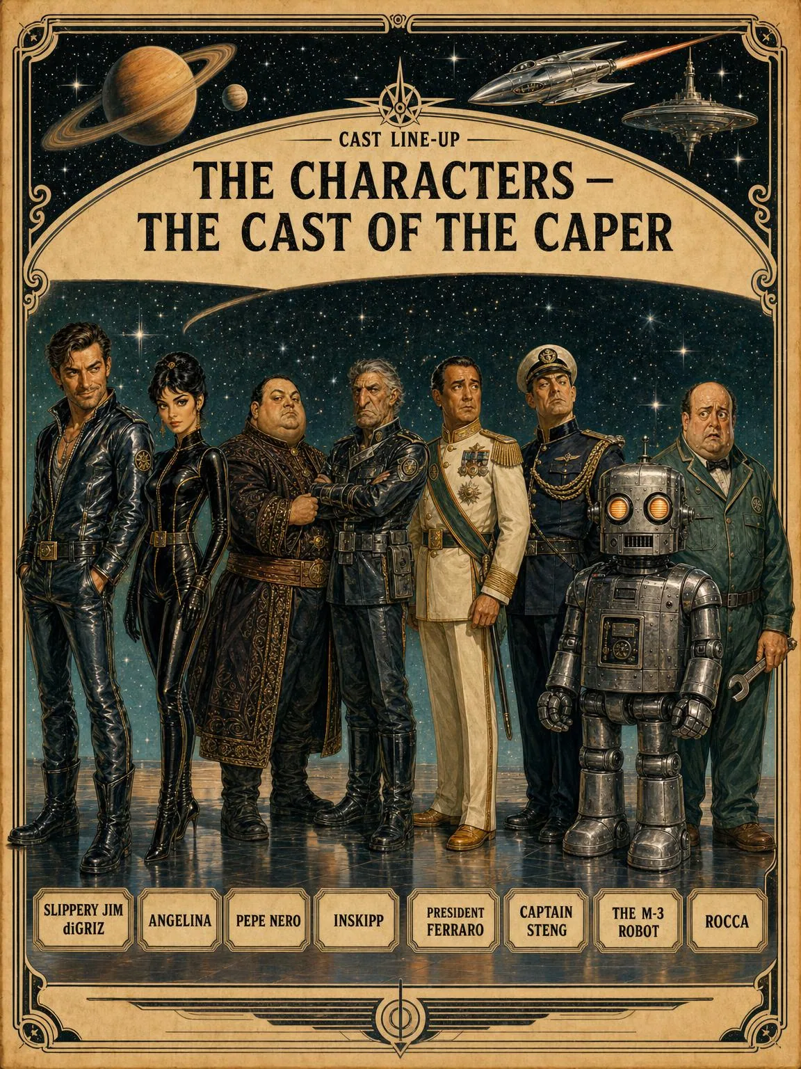 The Characters — the Rat, the mastermind, and the crew of the con, at full length.