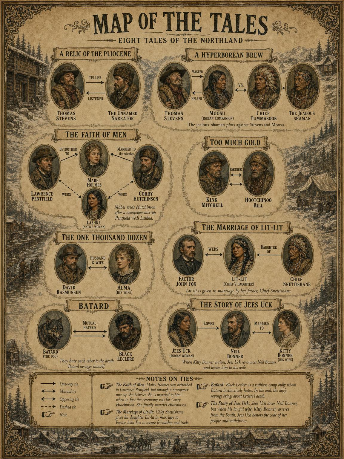 A Map of the Tales — the characters grouped story by story