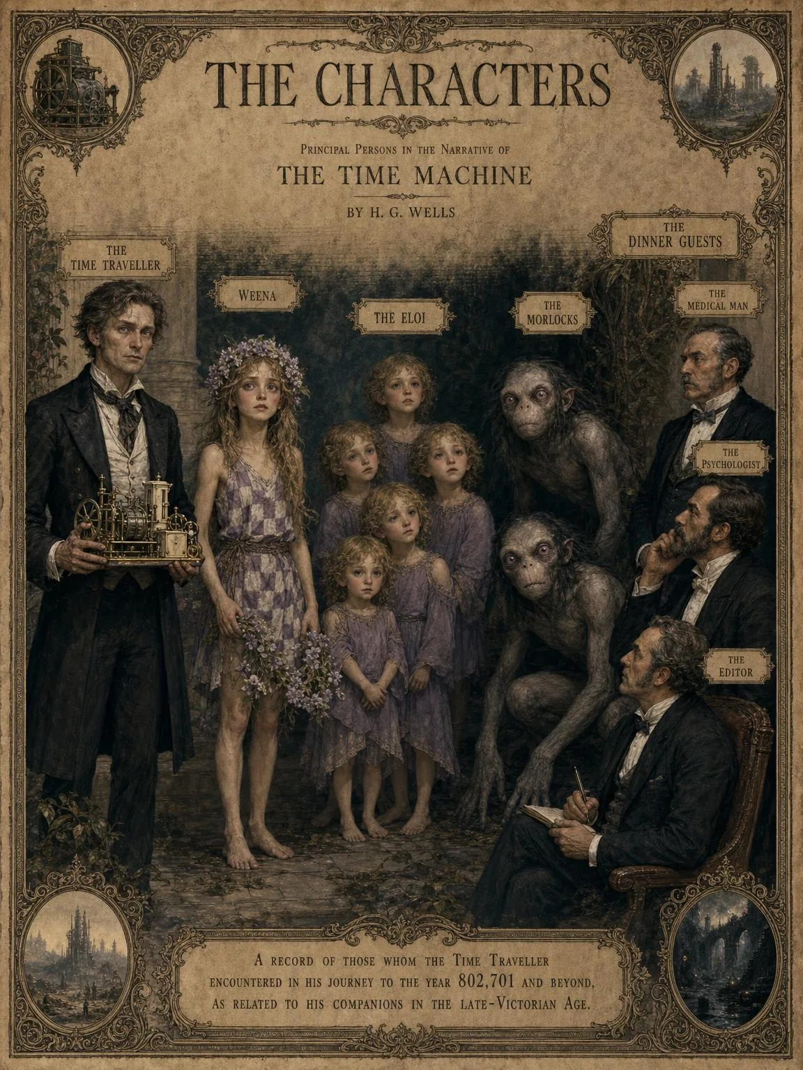 The Characters: the Time Traveller, Weena, the Eloi, the Morlocks, and the dinner guests who frame the tale.