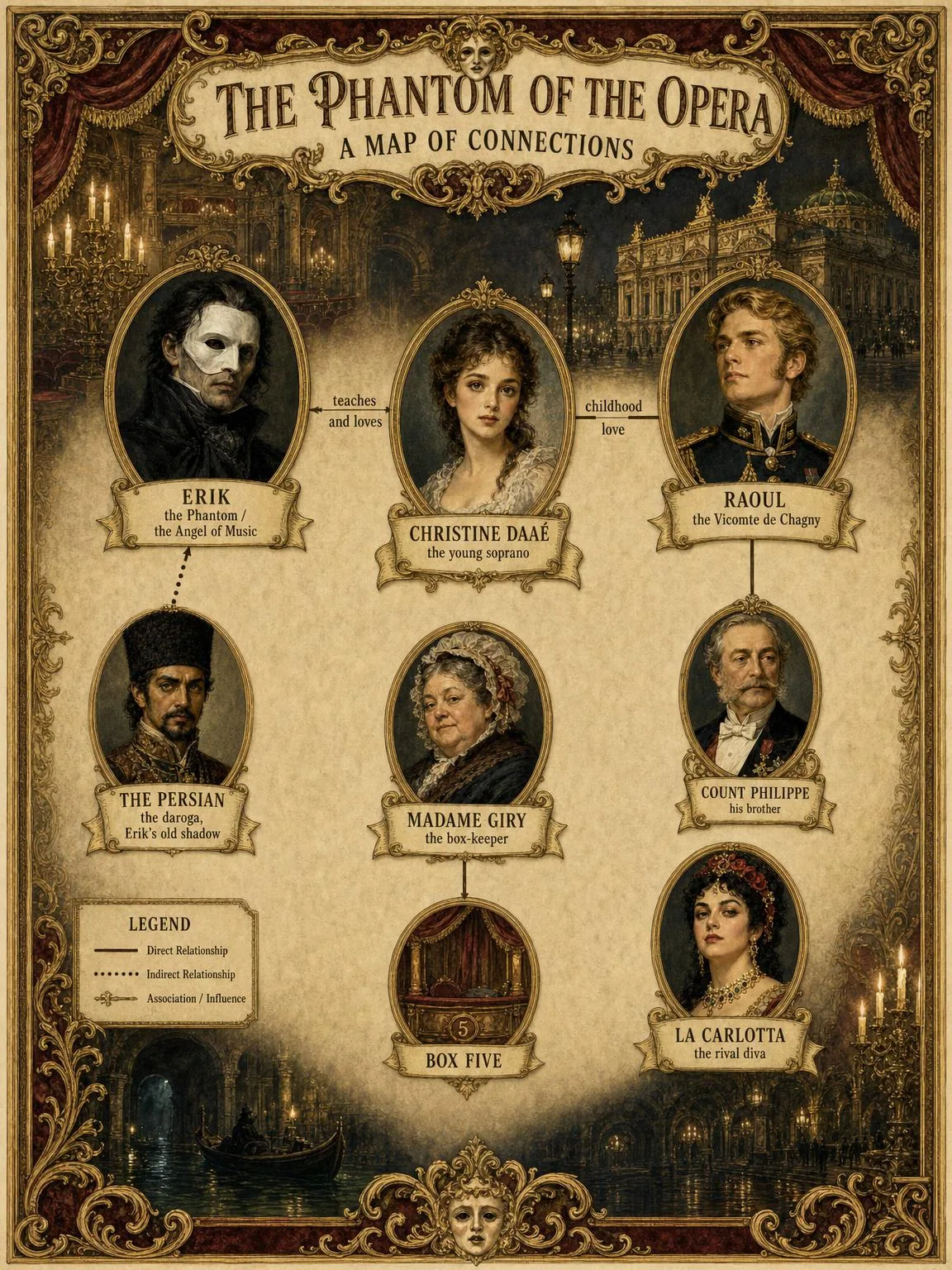 A Map of Connections — the Phantom, the soprano, and those caught between them.
