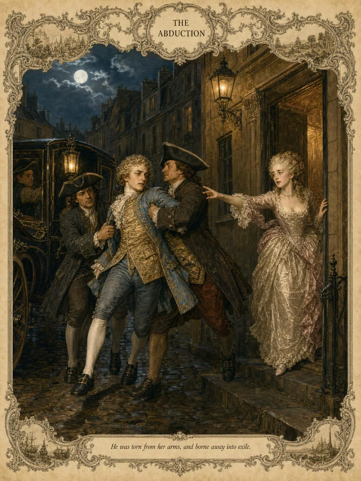 The Abduction — des Grieux torn from Manon by his father's men.