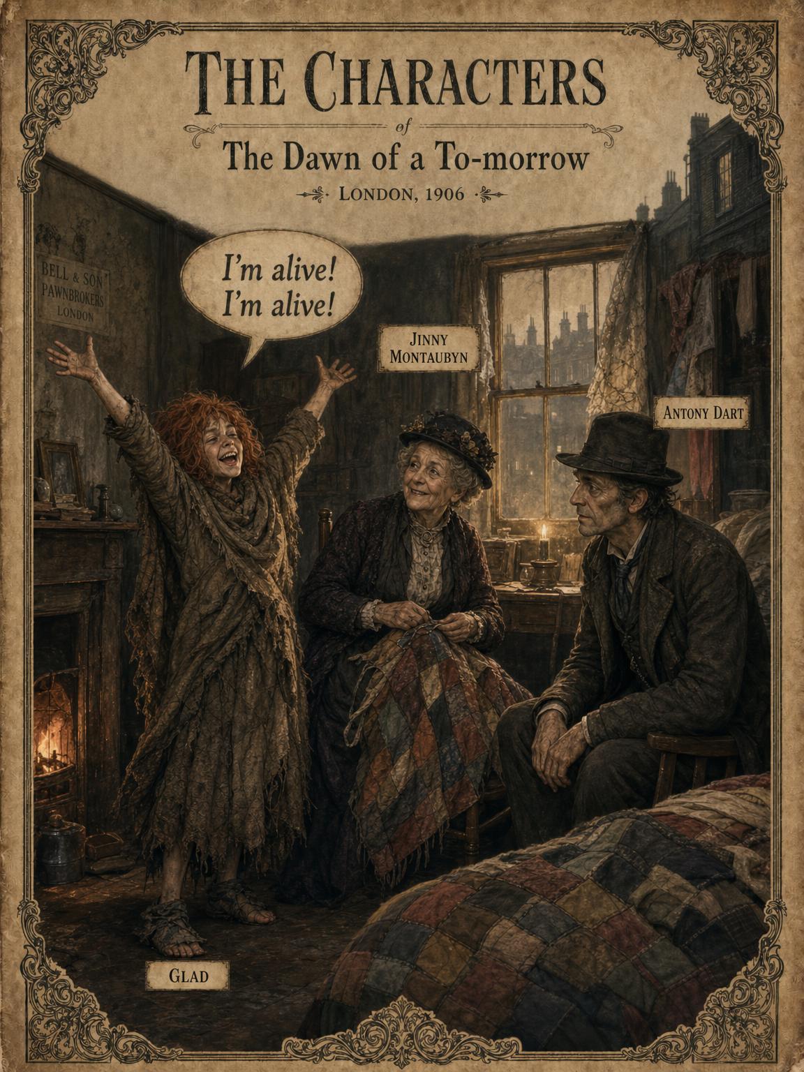 "I'm alive! I'm alive!" — Glad and Miss Montaubyn