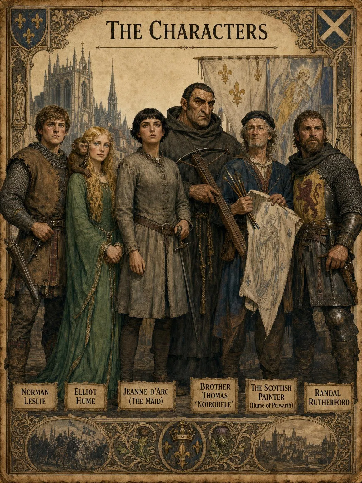 The Characters — the cast of A Monk of Fife in 15th-century France.