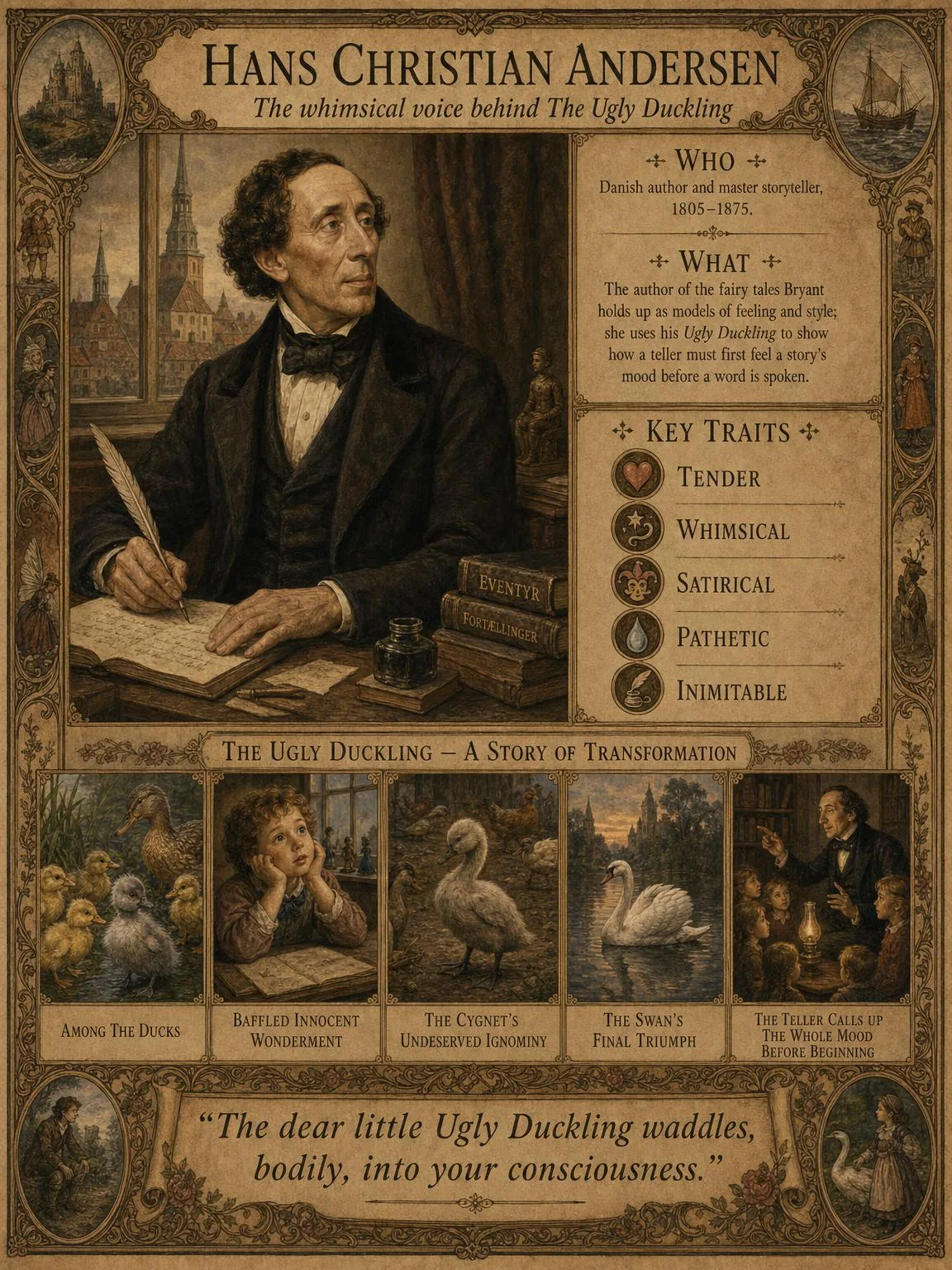 Profile: Hans Christian Andersen — the whimsical voice behind The Ugly Duckling.