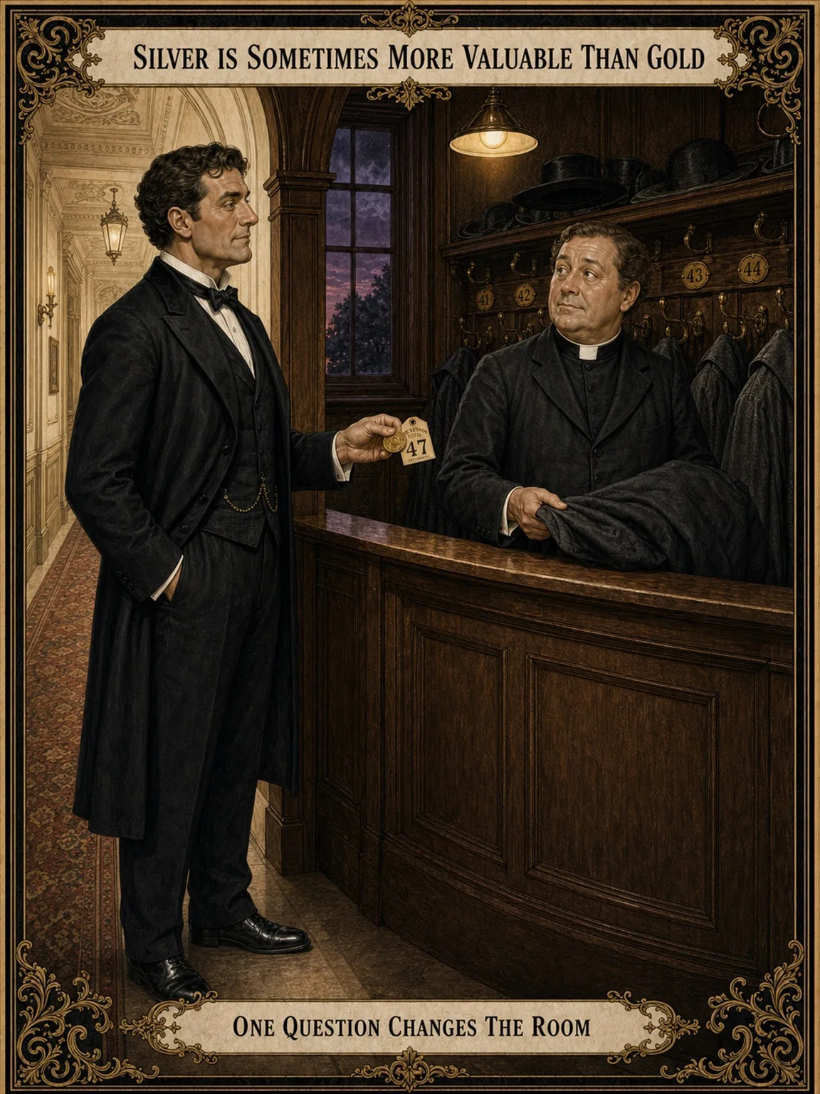 The Cloak-Room Counter — Ticket and Coin