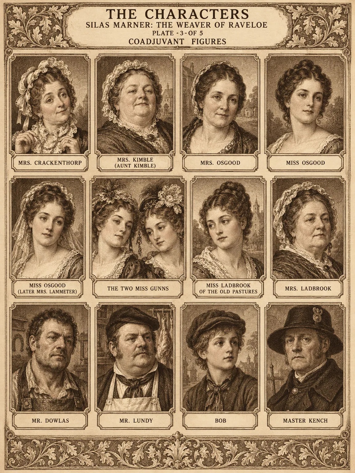 Characters of Silas Marner — Plate 3 of 5: Coadjuvant Figures