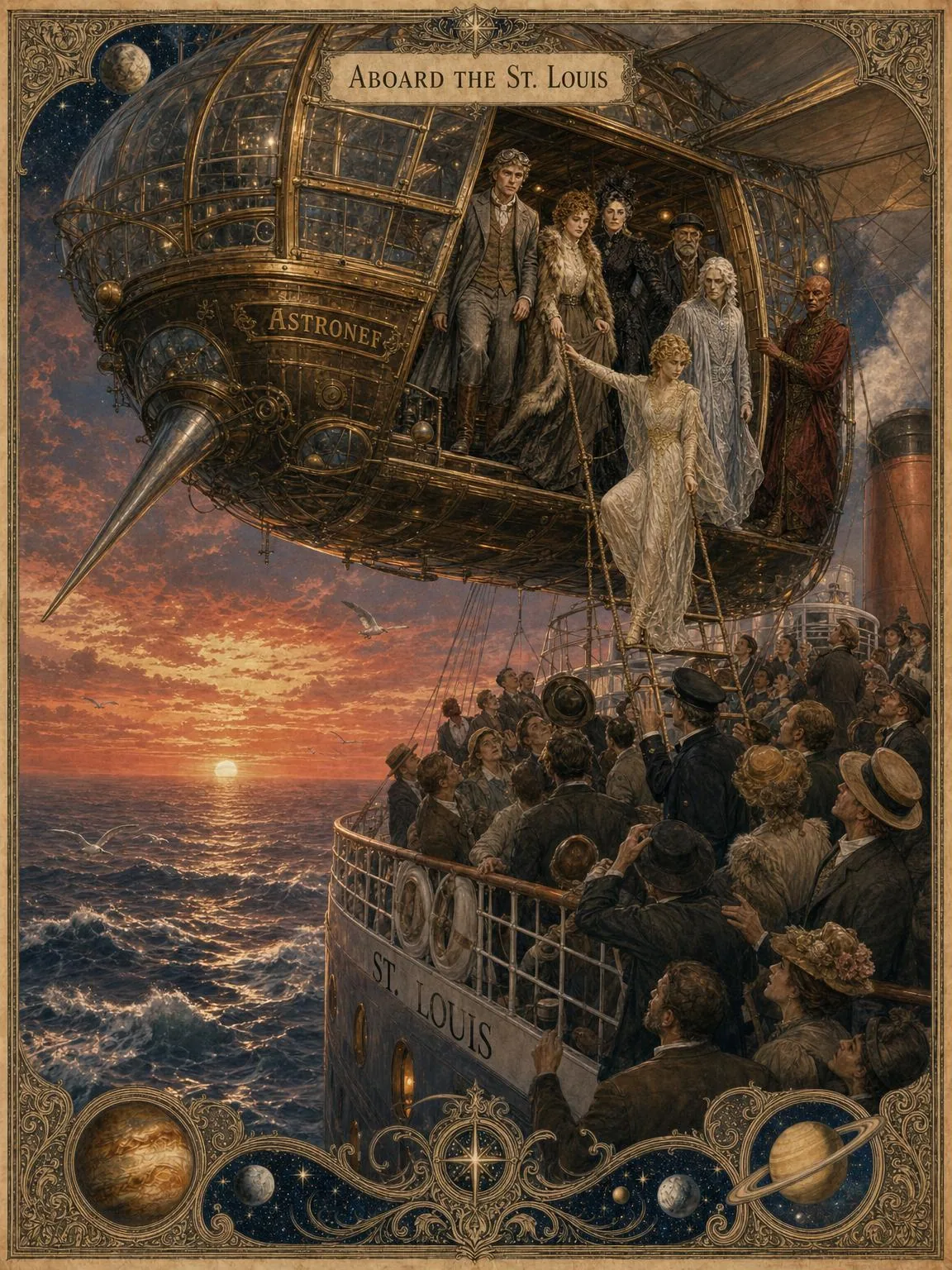 The Astronef Overtakes the Liner — the first cruise begins.