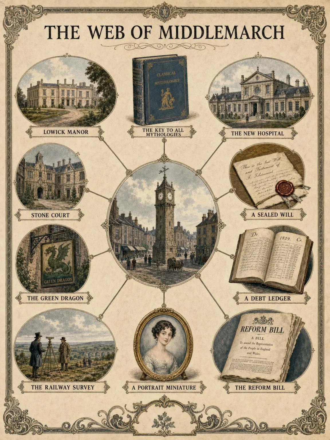 The web of Middlemarch: places, institutions, objects and reforms.