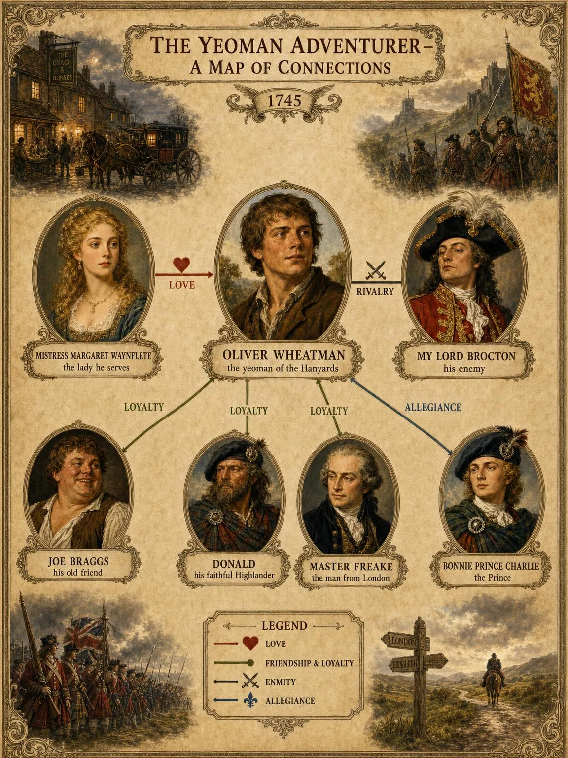 A Map of Connections — the yeoman, the lady, and the tangled loyalties of 1745.