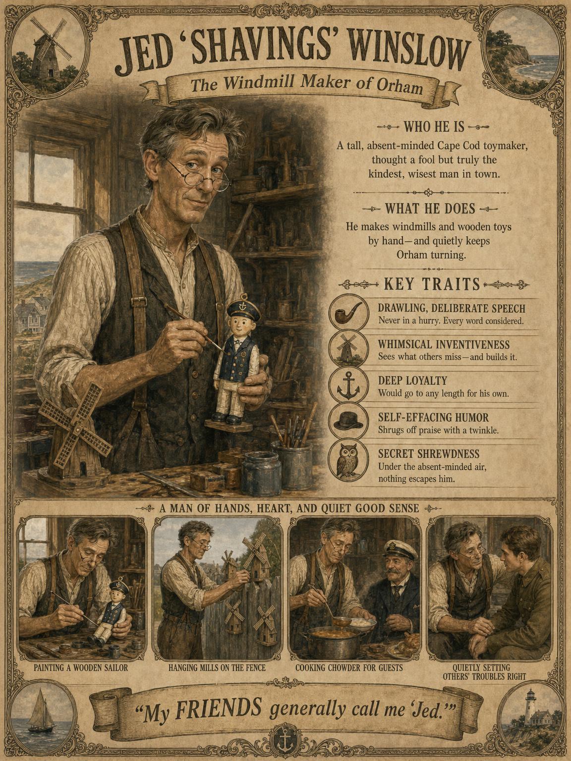 Jed "Shavings" Winslow — the windmill maker