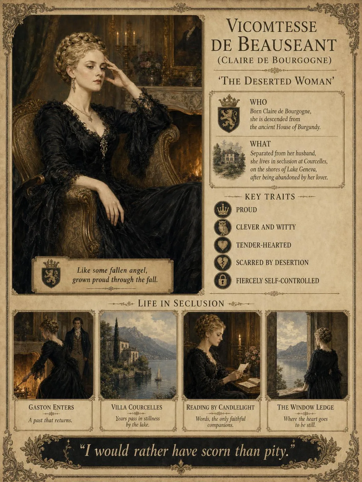 The Vicomtesse de Beauséant (Claire de Bourgogne) — the deserted woman.