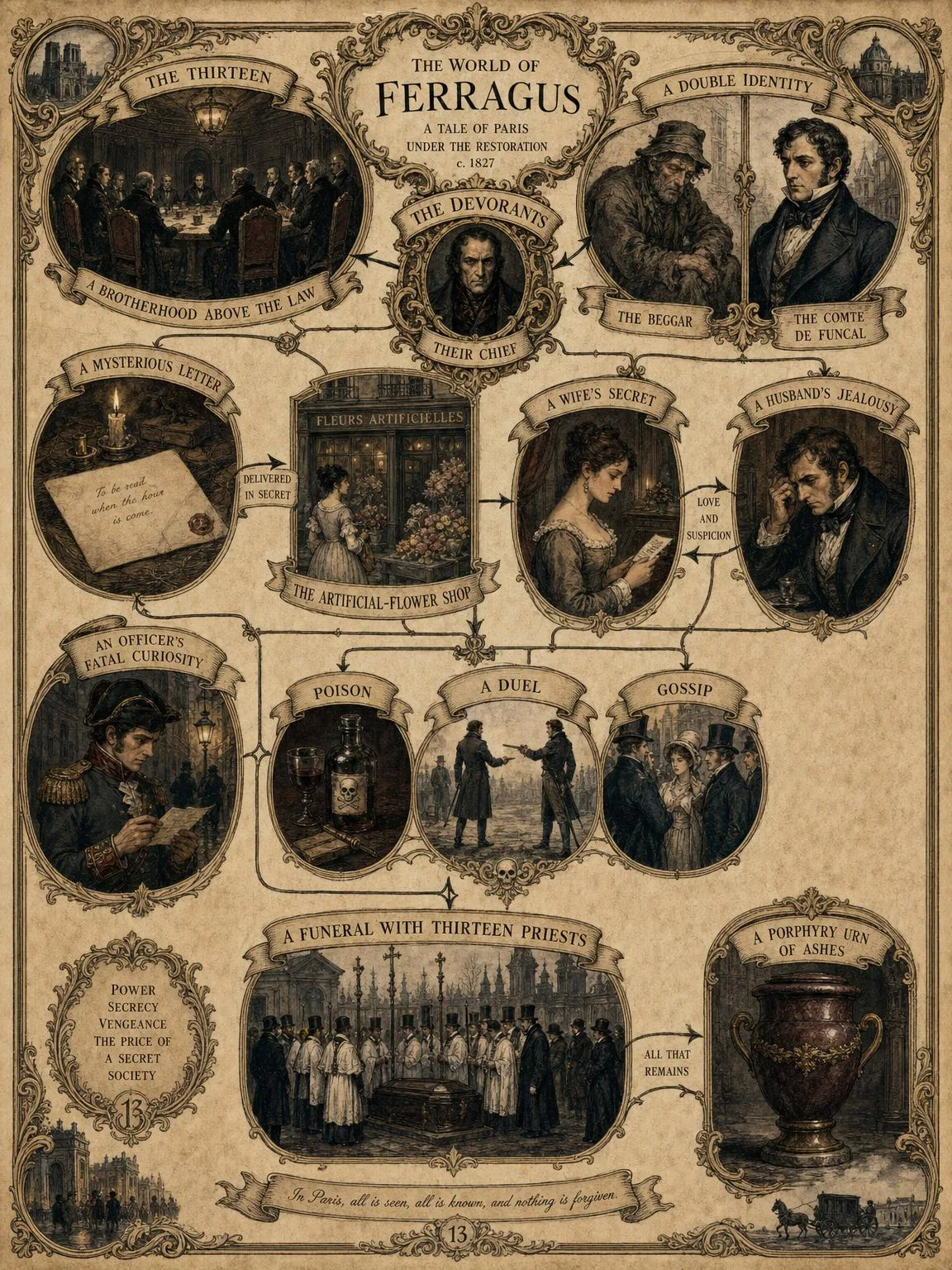 The World of Ferragus — the secret society, the hidden identity, and the threads that bind them.