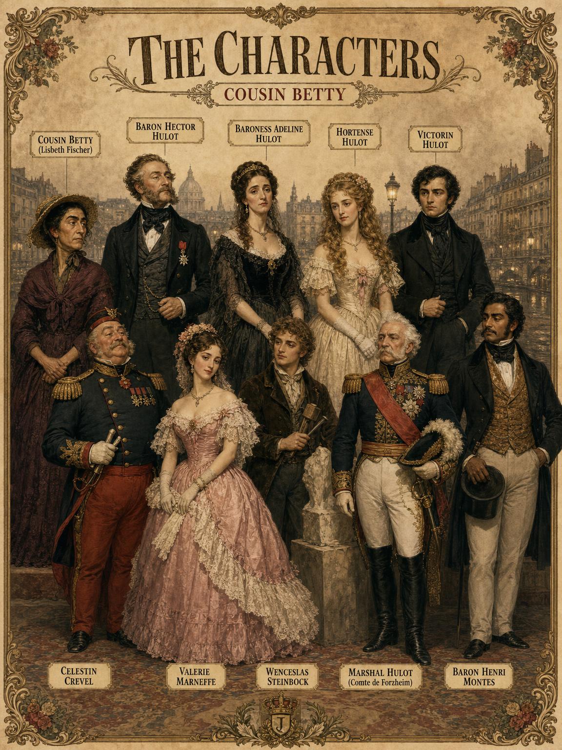 The Characters: the full cast of Cousin Betty in 1840s Paris.