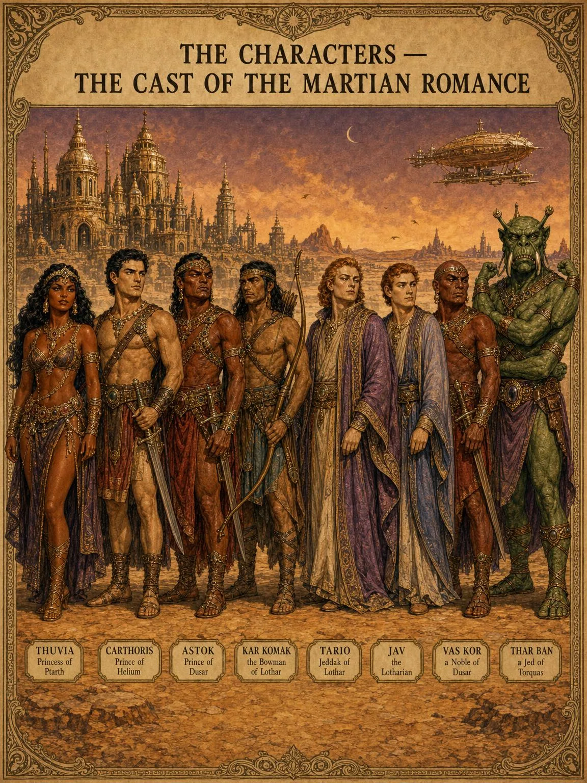 The Characters — the cast of the Martian romance, at full length.