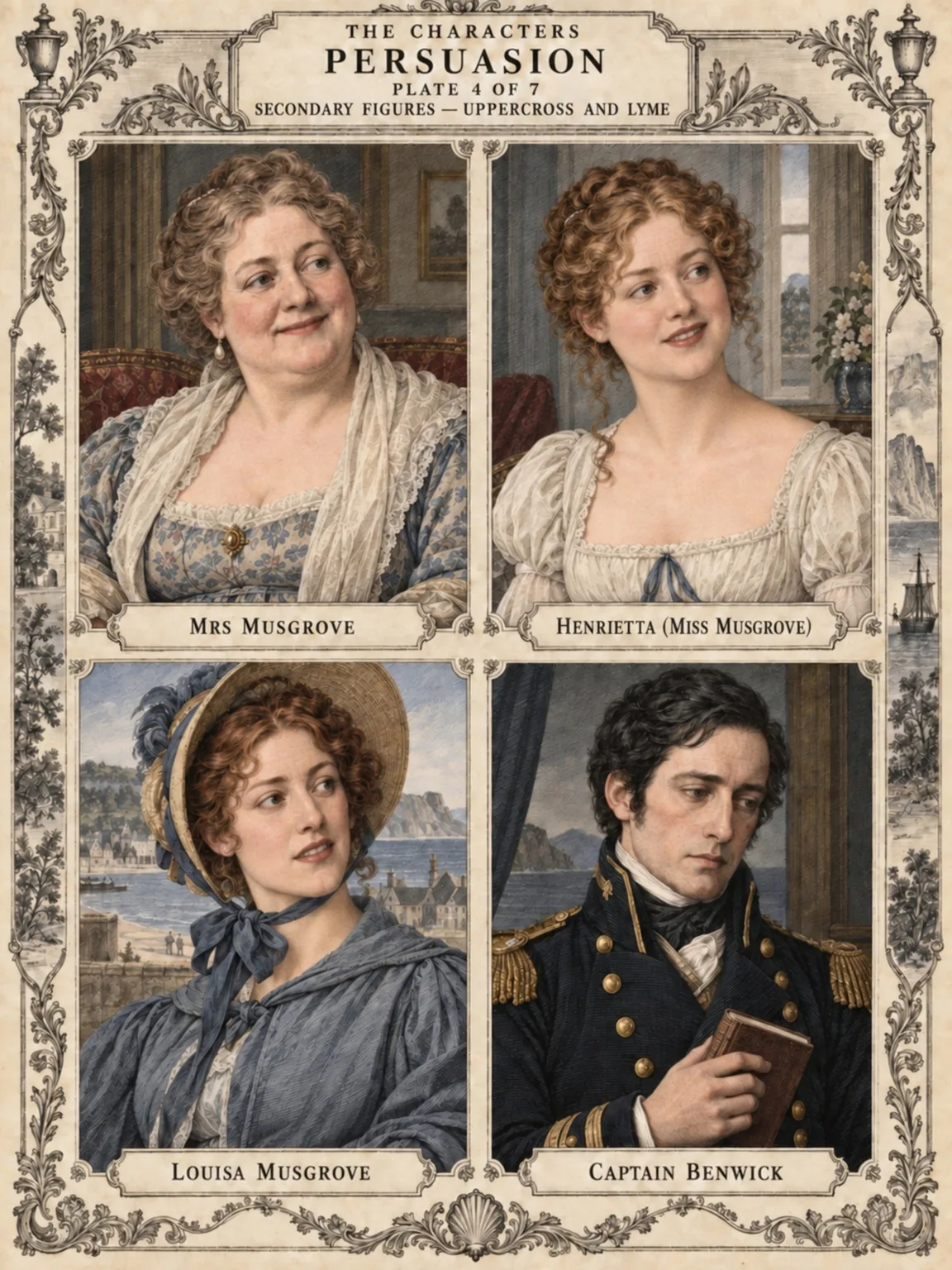 Mrs Musgrove, Henrietta, Louisa and Captain Benwick