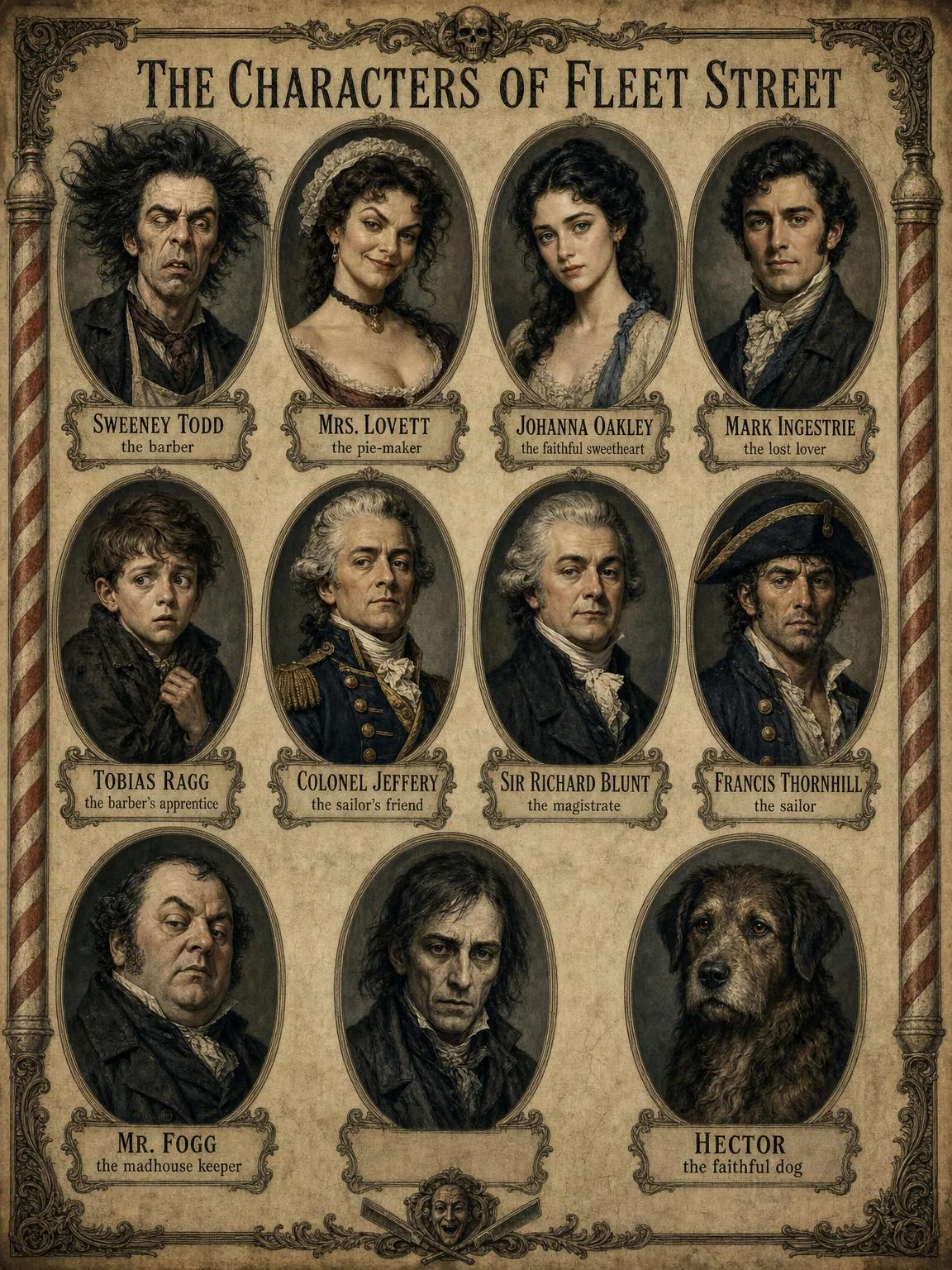The Characters of Fleet Street — the whole cast, in medallion.