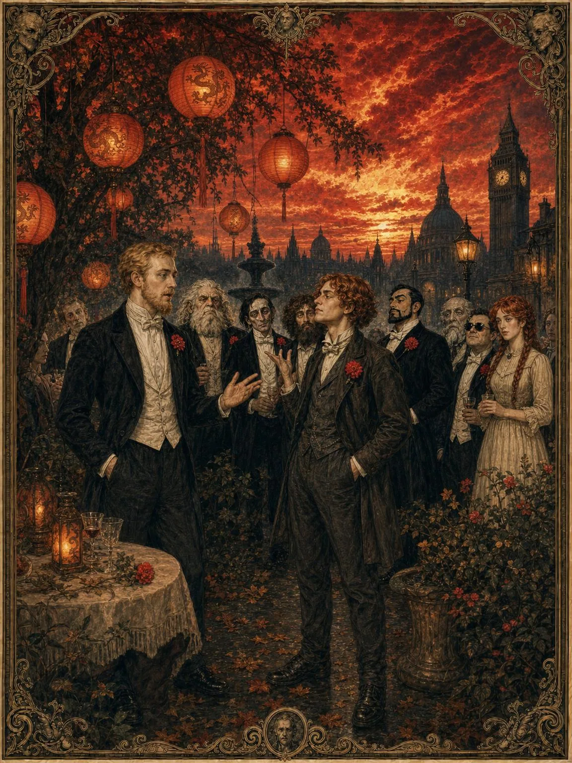 The Two Poets — Syme and Gregory in the sunset of Saffron Park.