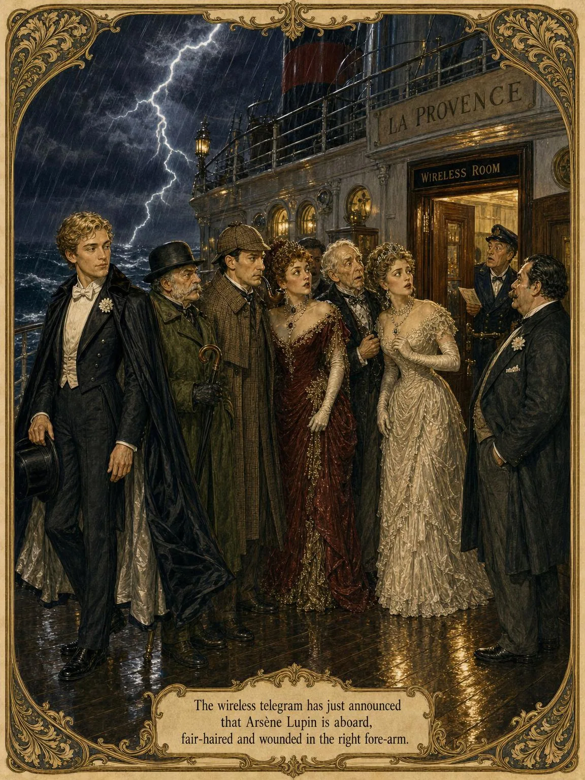 The Wireless Telegram — Lupin is aboard the liner.