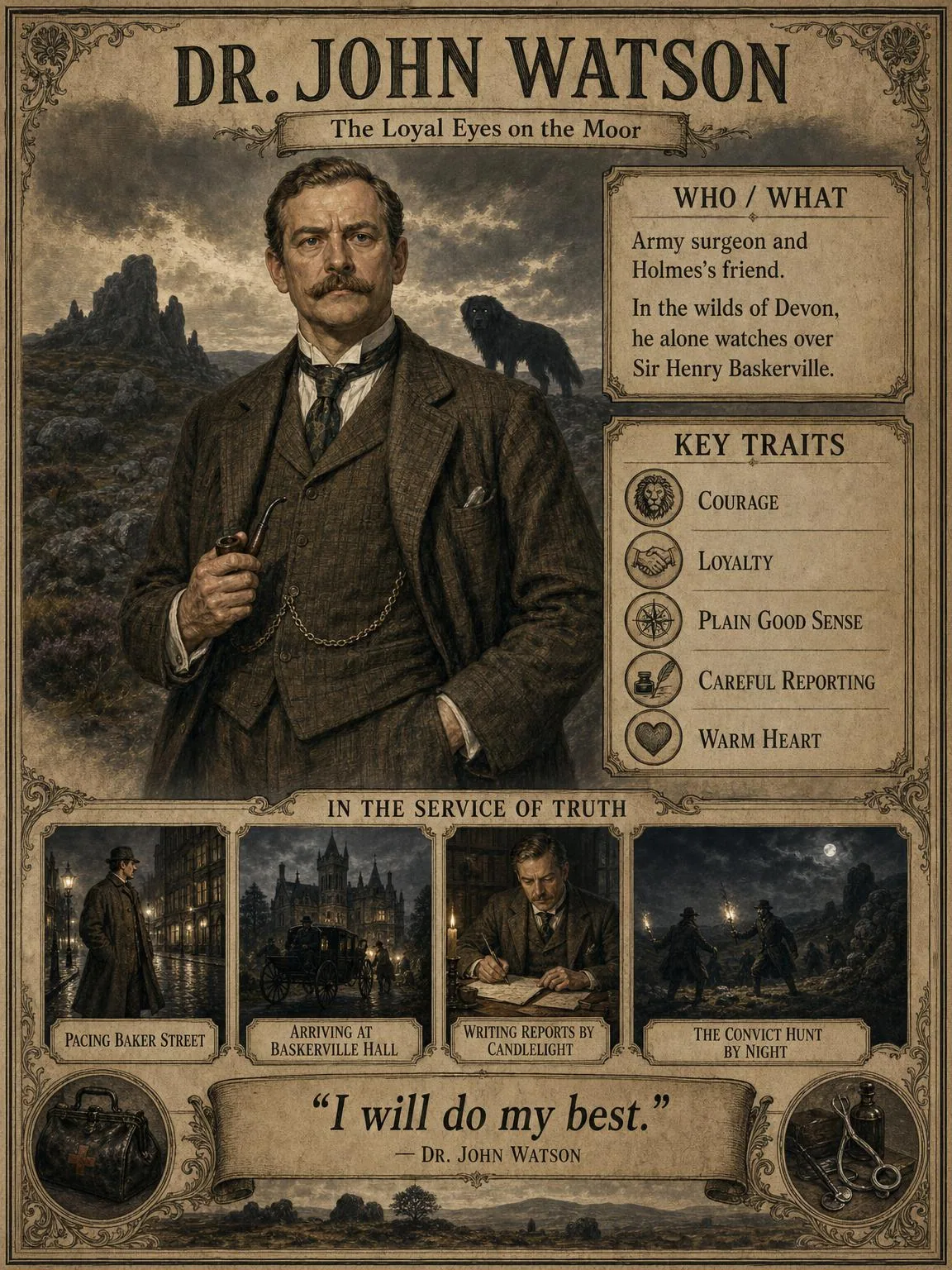 Dr. Watson, the loyal eyes on the moor.