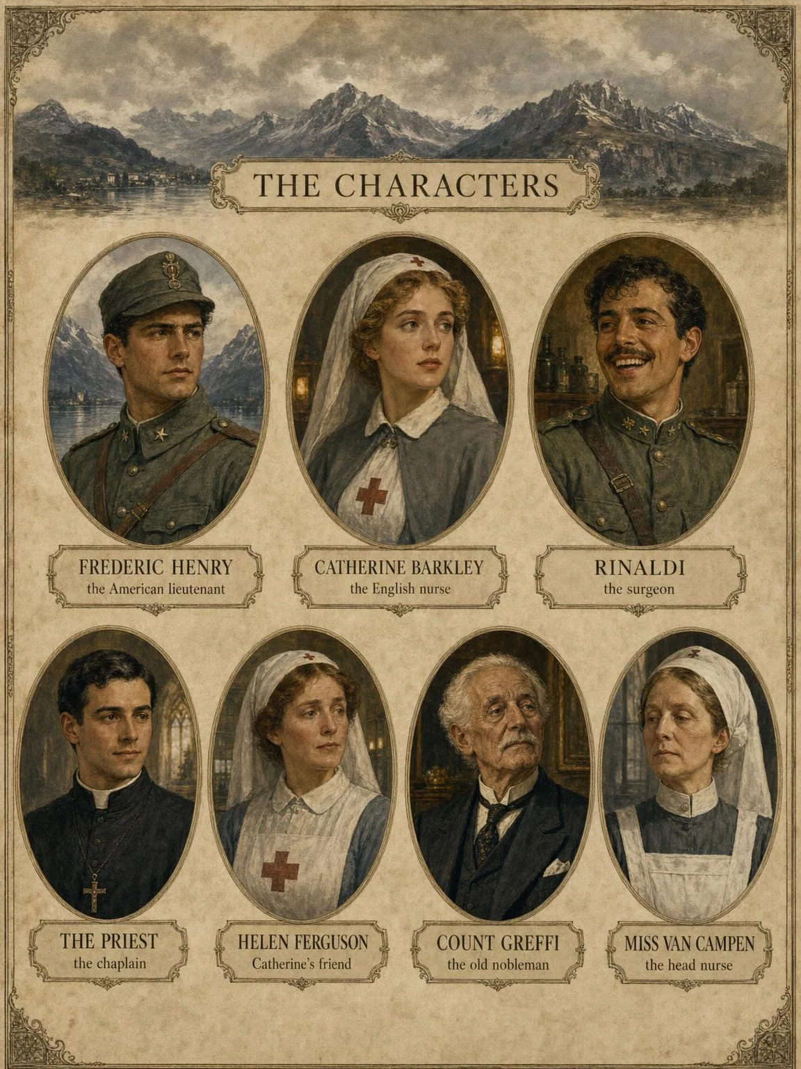 The Characters — the people of the war, in medallion.