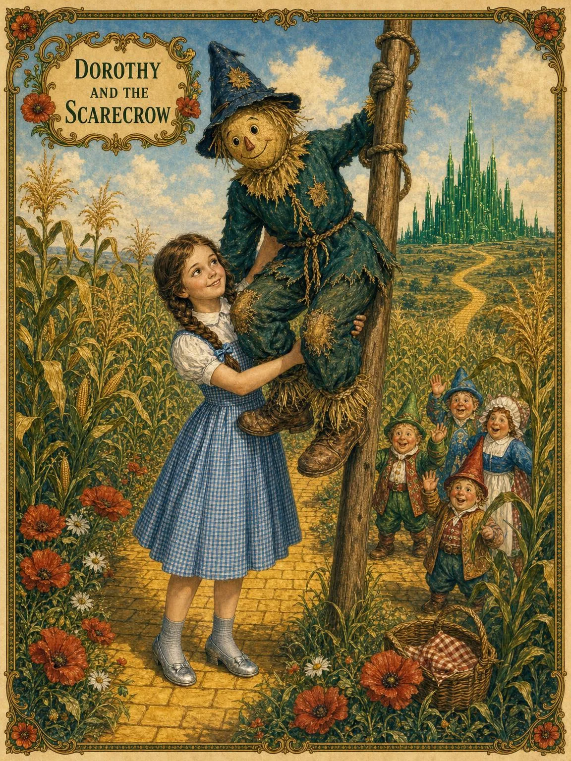 Down from the Pole — Dorothy frees the Scarecrow.