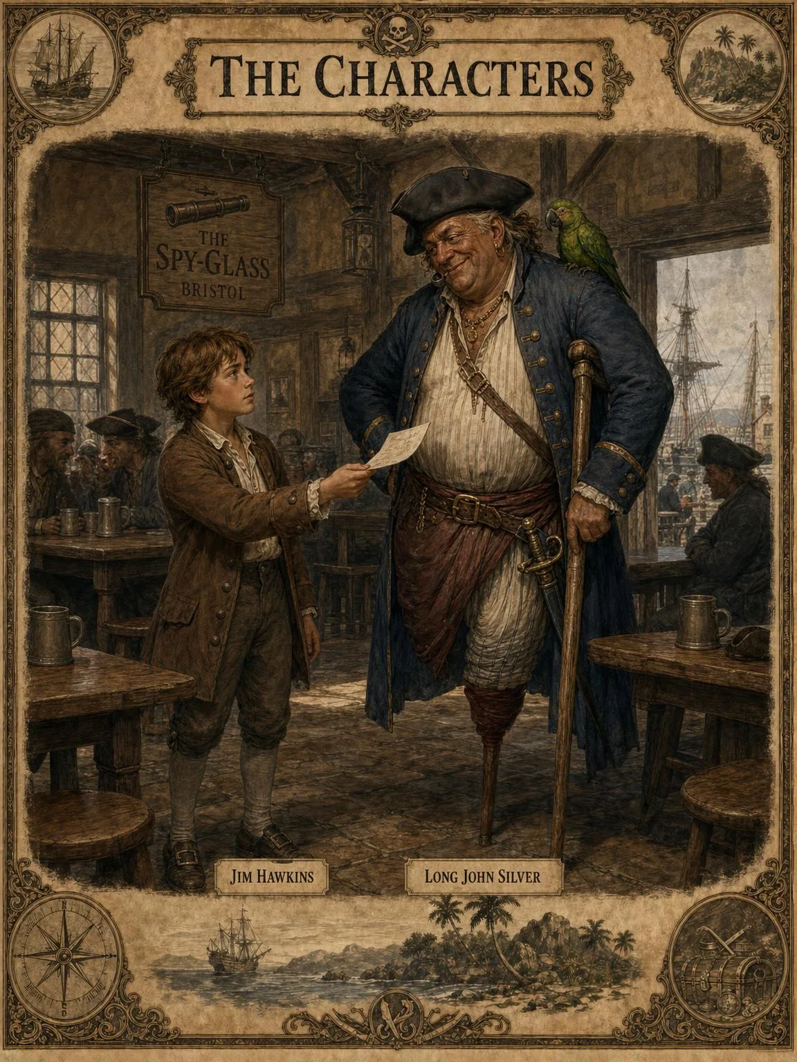 Jim Hawkins and Long John Silver