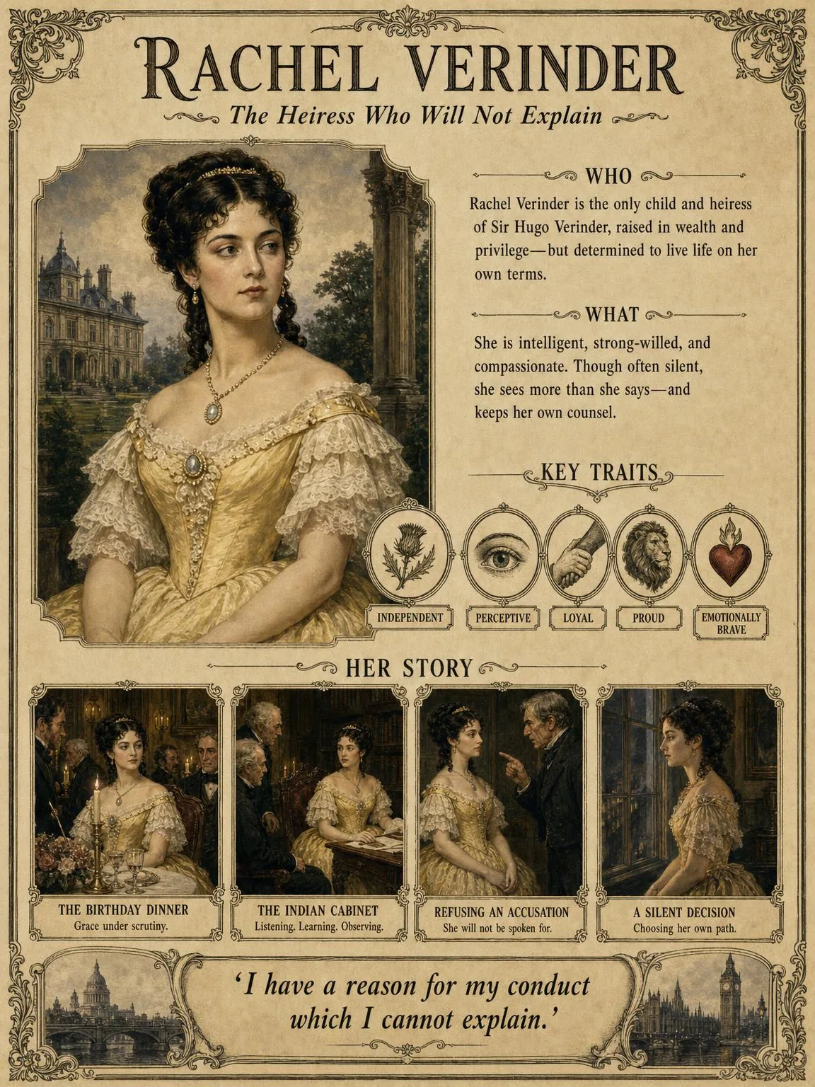 Rachel Verinder, the heiress who will not explain.