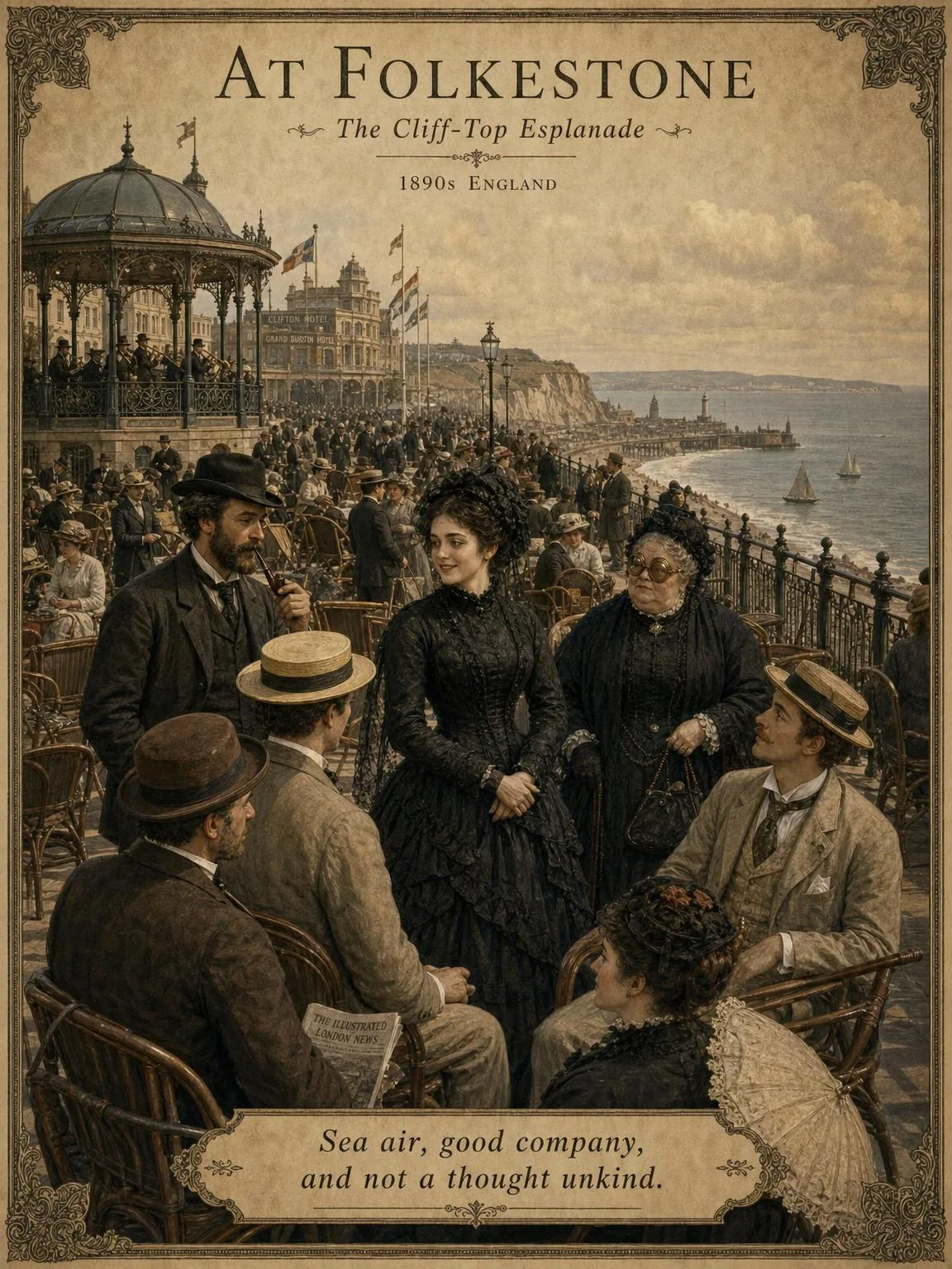 The Folkestone esplanade, like the deck of a great crowded ship.