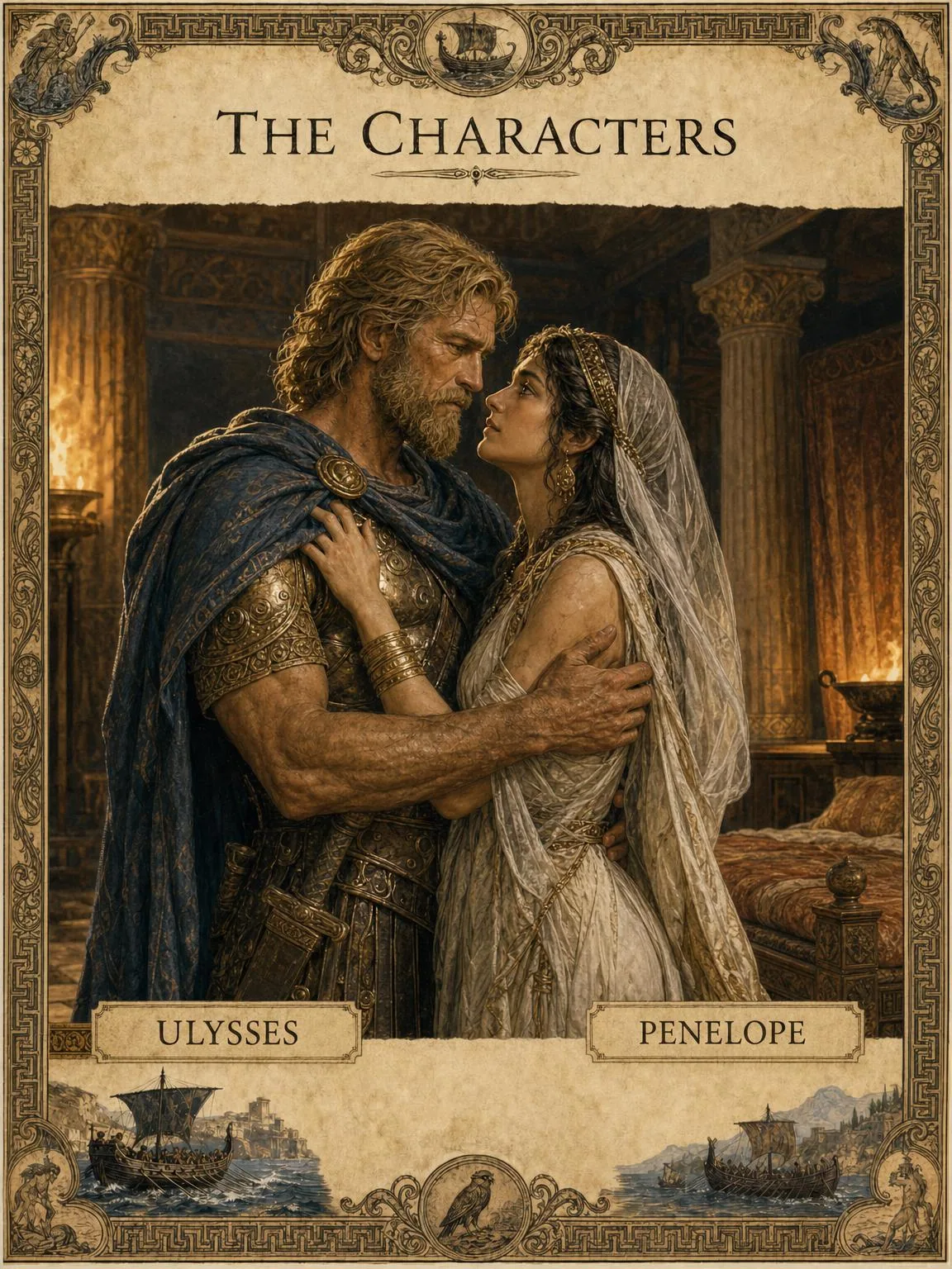 Ulysses and Penelope — reunited at last by the olive-wood bed.