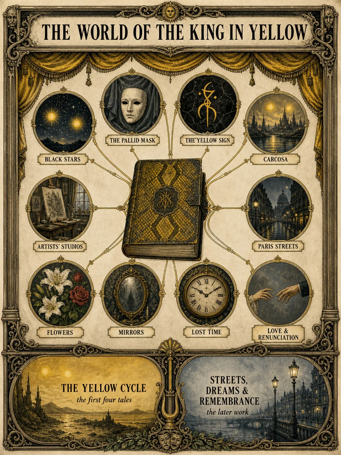 The World of The King in Yellow — forbidden art, Carcosa, Paris streets, lost time and renunciation.
