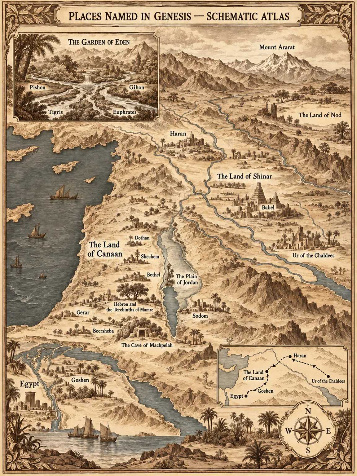 Places Named in Genesis — Schematic Atlas