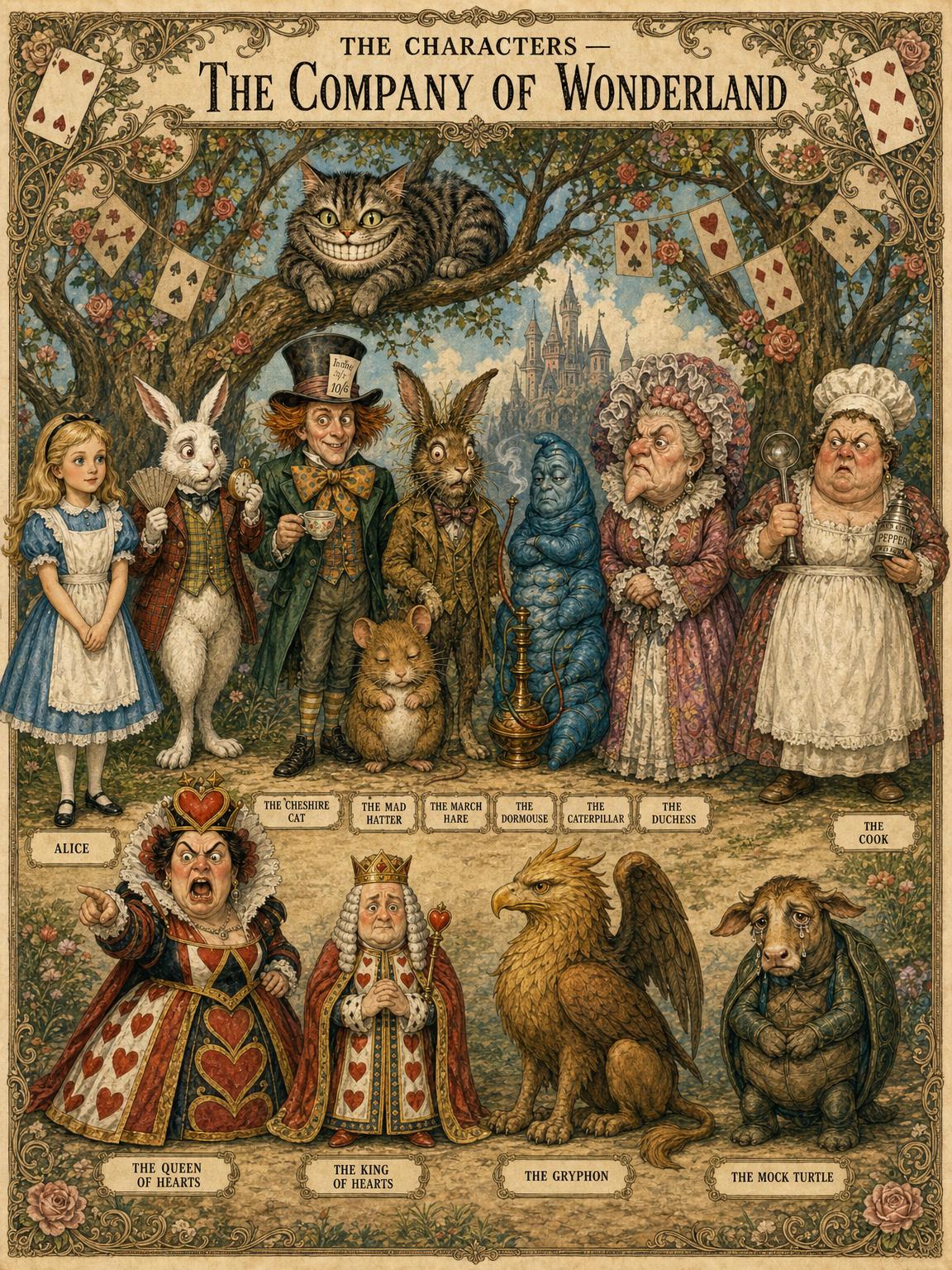 The Characters — Alice and the whole company of Wonderland, at full length.