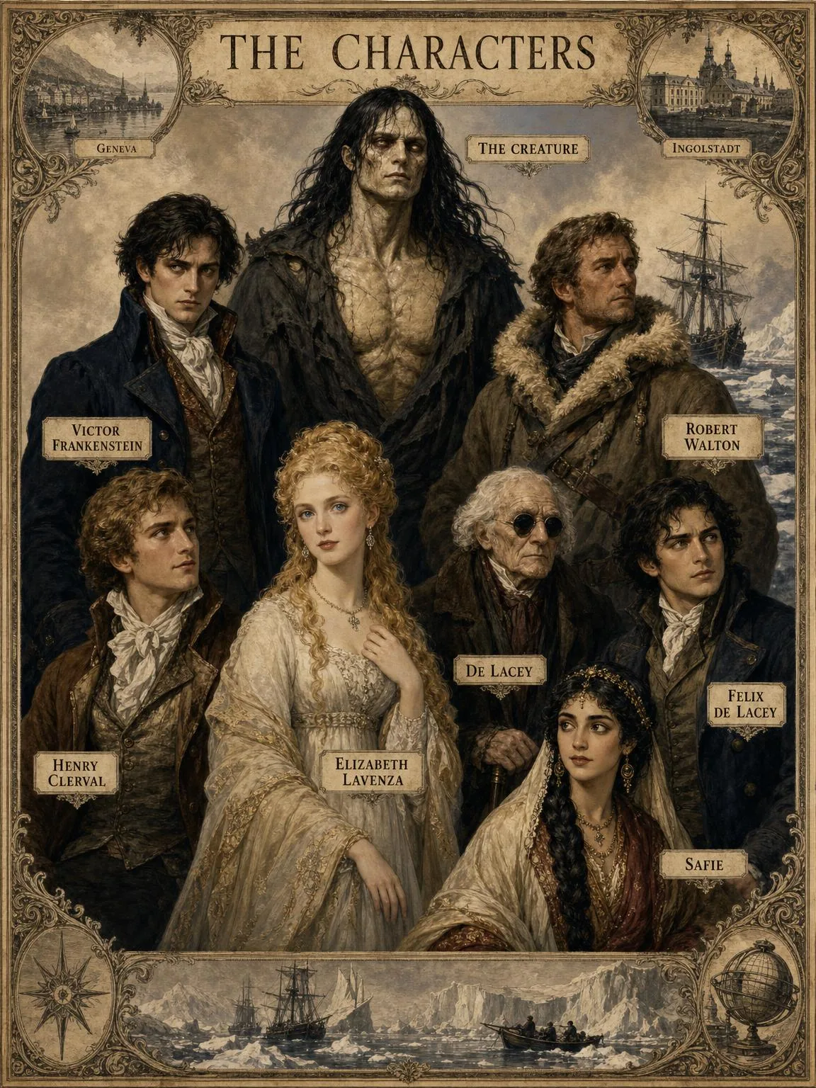 The characters of Frankenstein