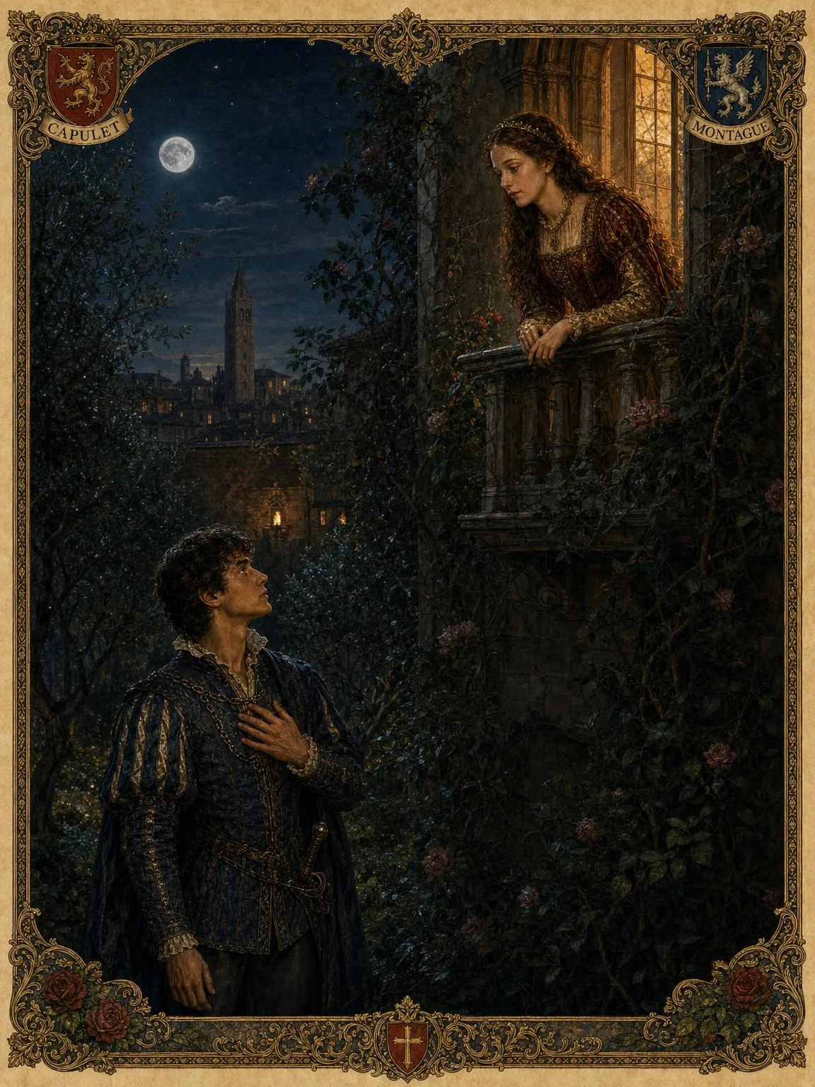 The Balcony — the lovers exchange their vows in the orchard.