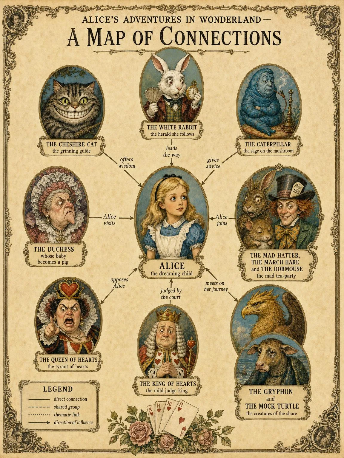 A Map of Connections — Alice and the creatures of her dream.