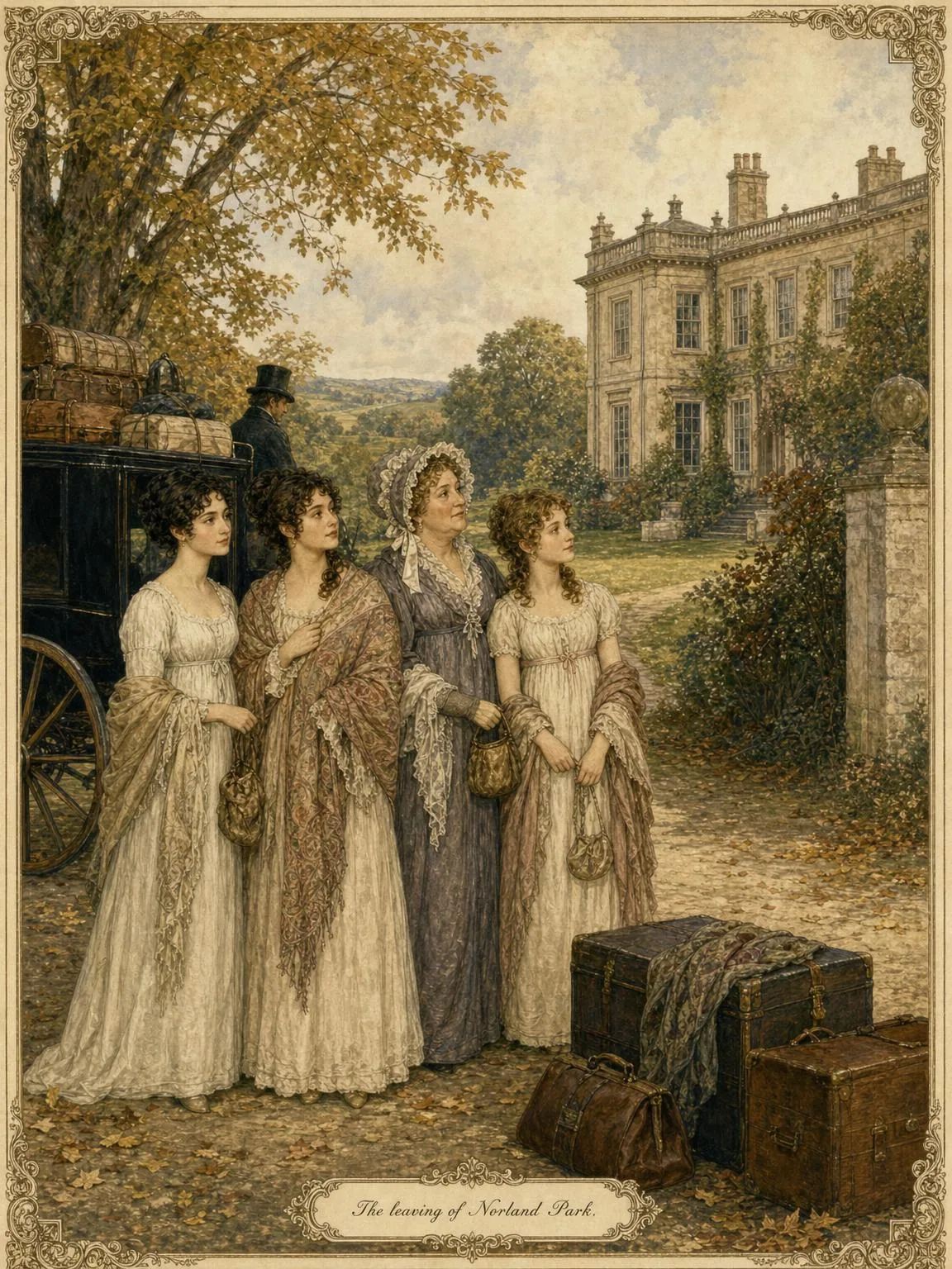 The Leaving of Norland — the Dashwoods depart their Sussex home.