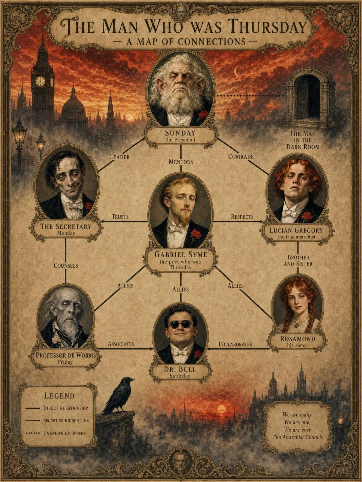 A Map of Connections — the days of the week and the man in the dark room.