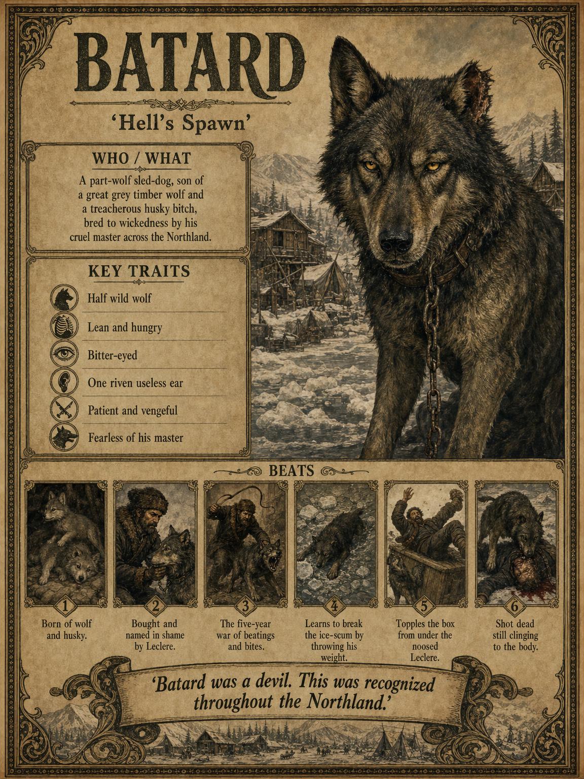 Bâtard — "Hell's Spawn," the half-wolf devil-dog