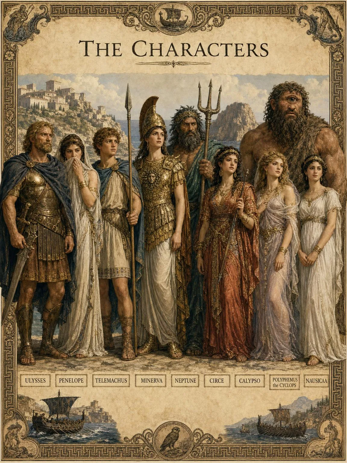 The Characters — gods, men, and monsters of the Odyssey.