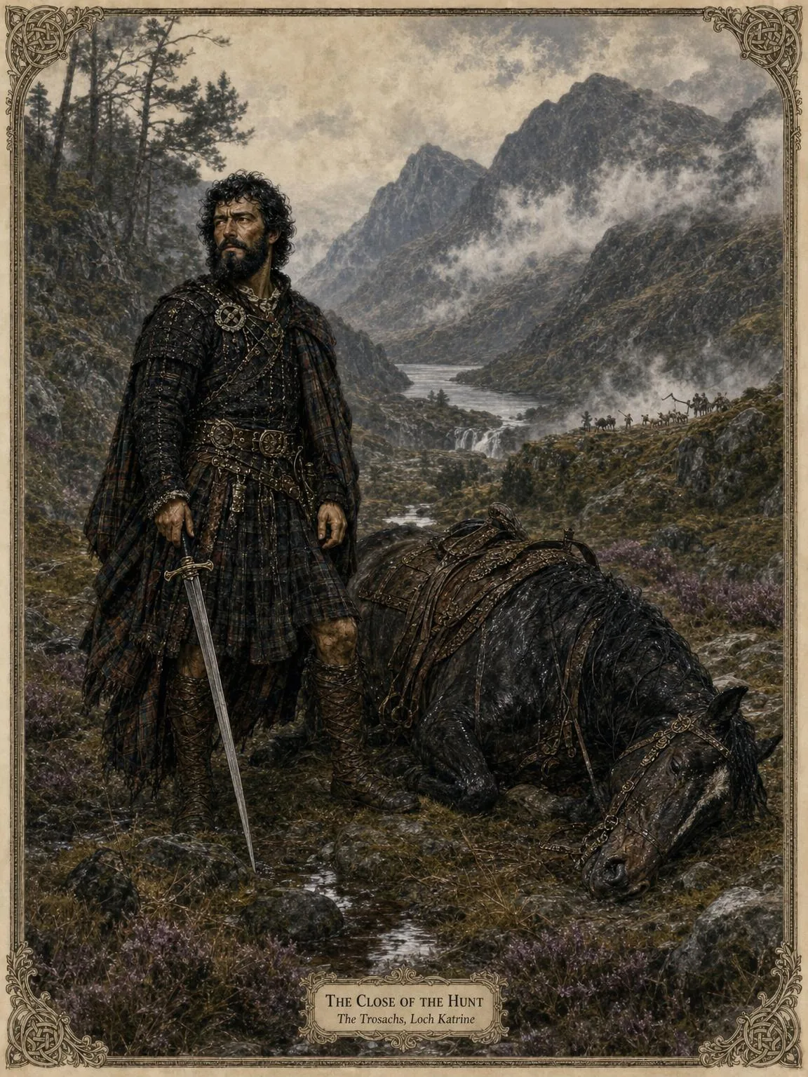 The Chase — the hunter alone in the Trosachs, his good steed spent.