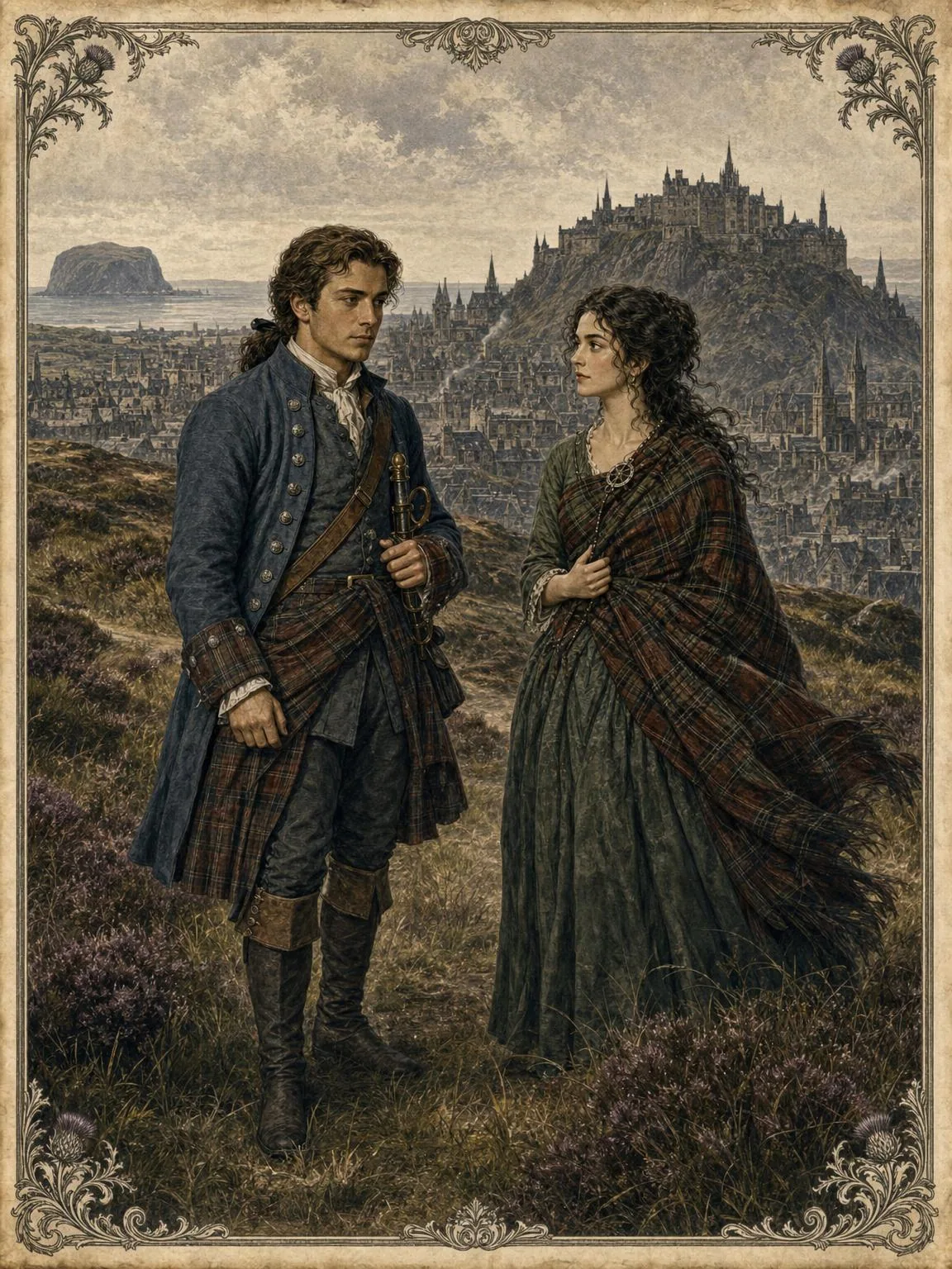 David and Catriona beneath the dark city.