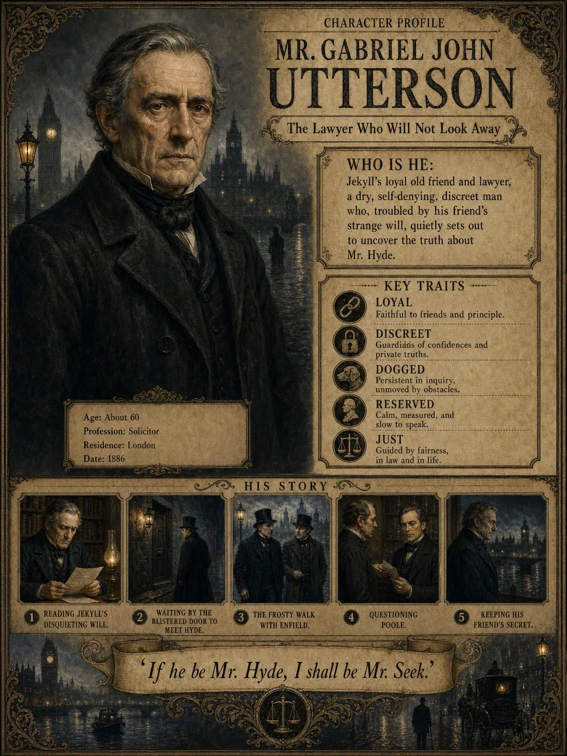 Mr. Utterson — the lawyer who will not look away.