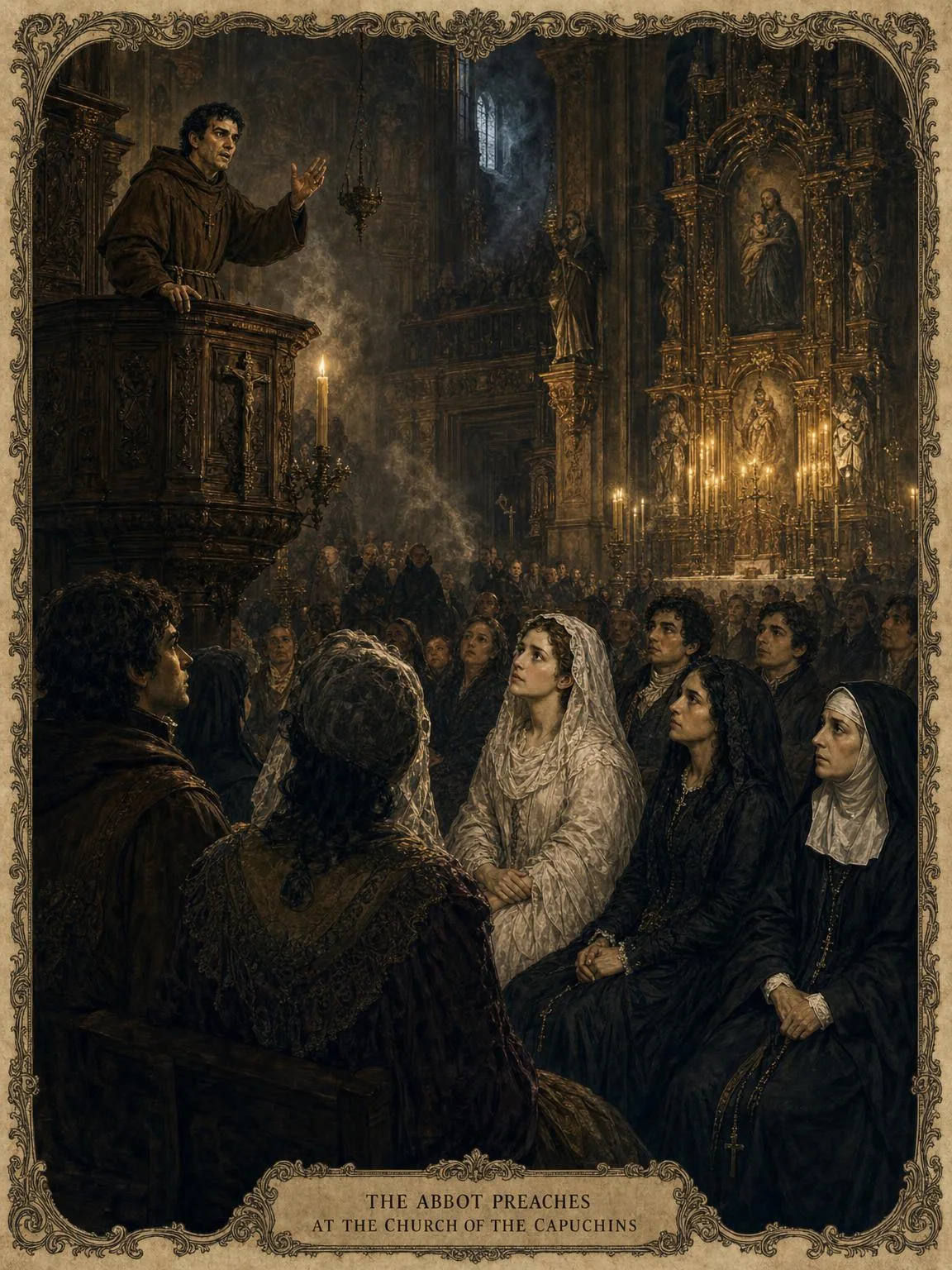 The Sermon — Ambrosio preaching in the Church of the Capuchins.