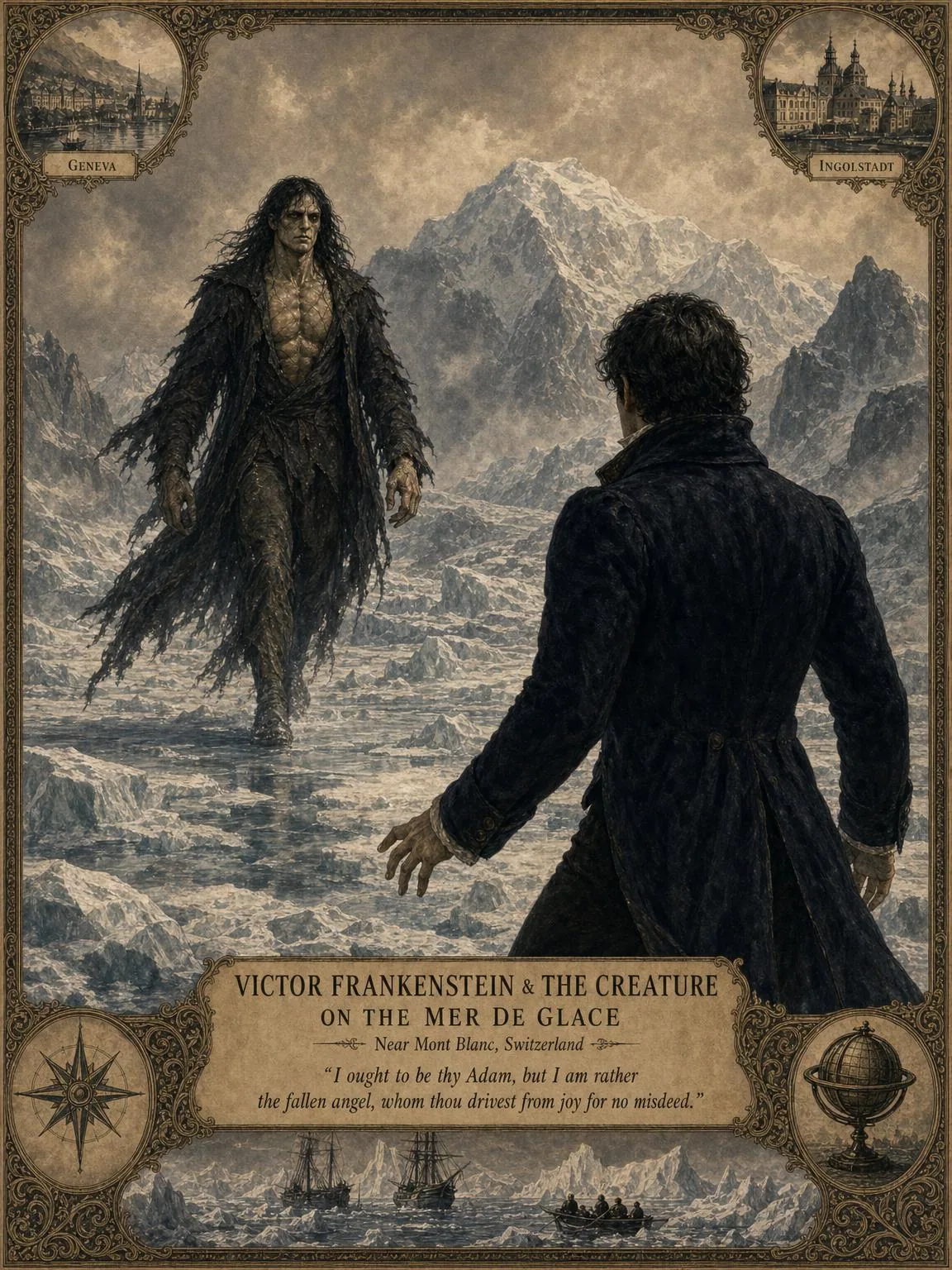 Confrontation on the glacier near Mont Blanc