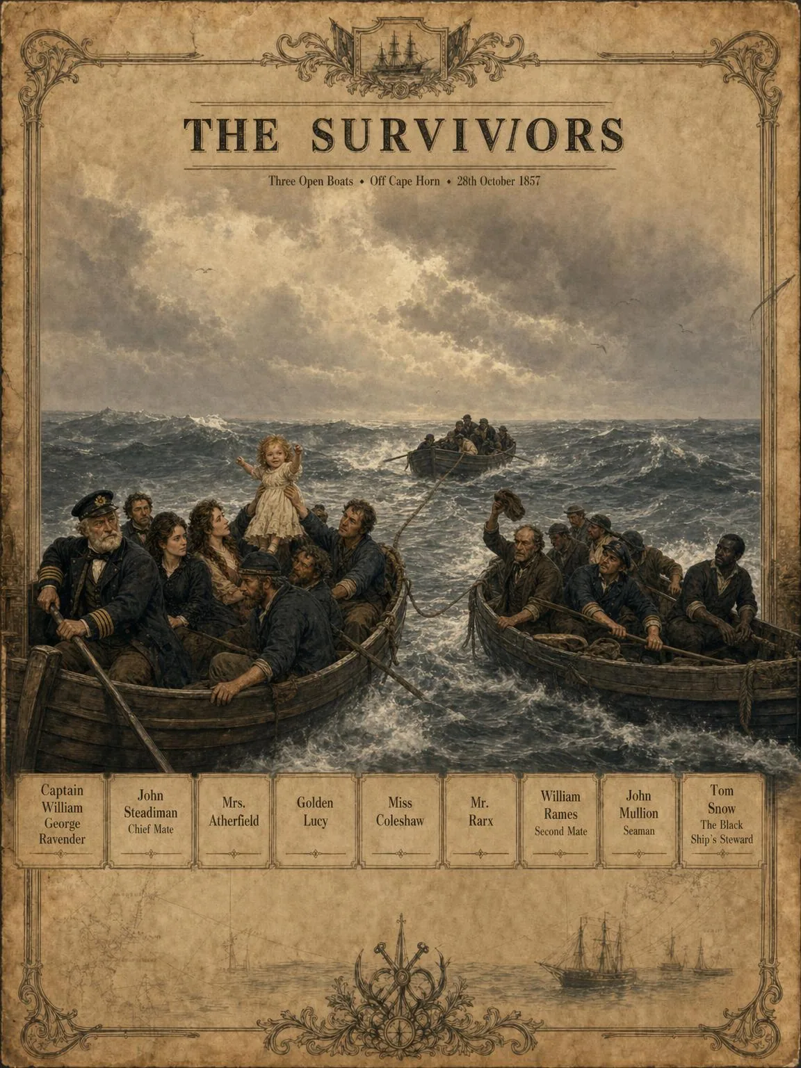 Alone on the Wide Ocean: the boats ride the great grey swells