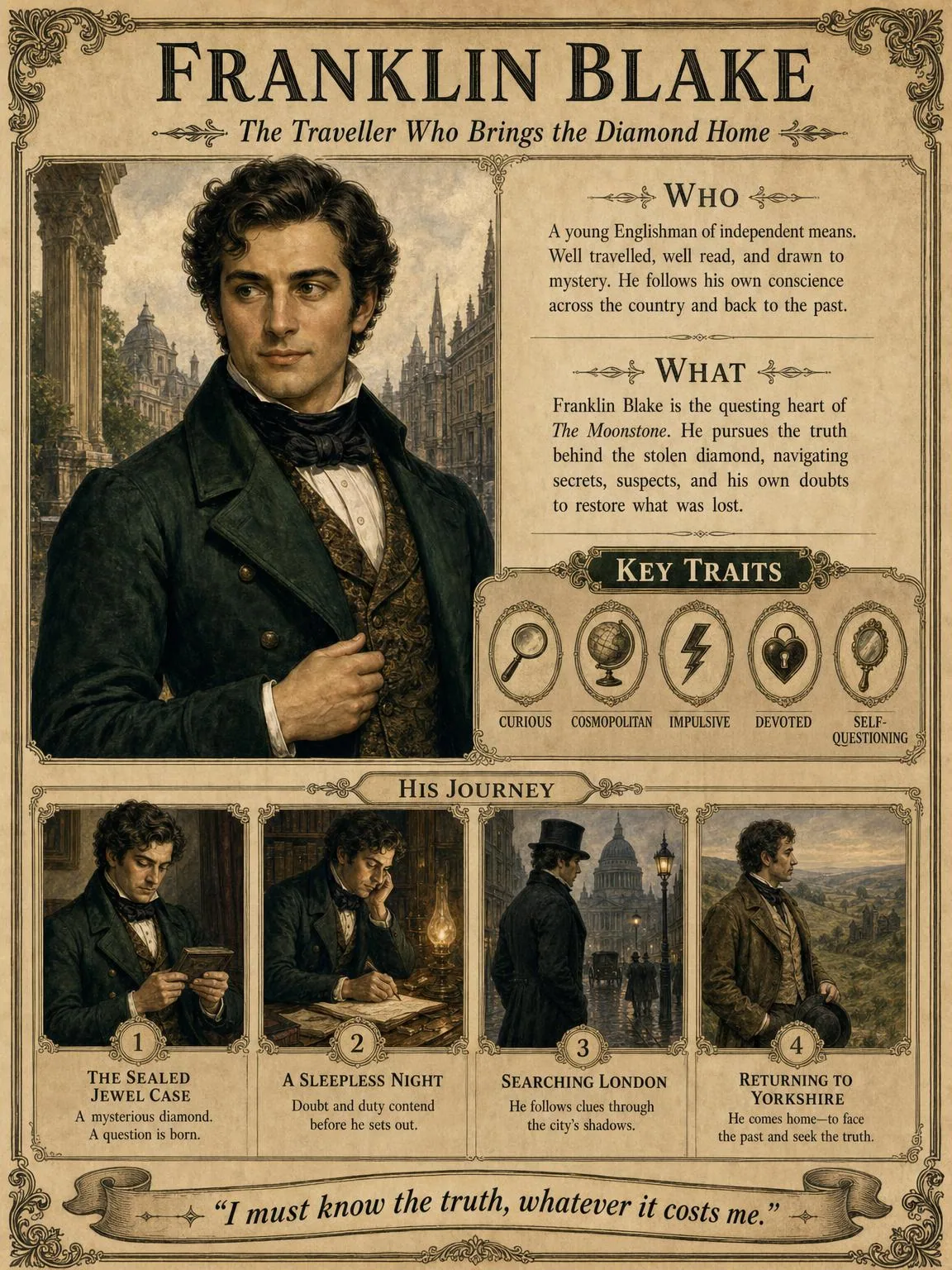 Franklin Blake, the traveller who brings the diamond home.