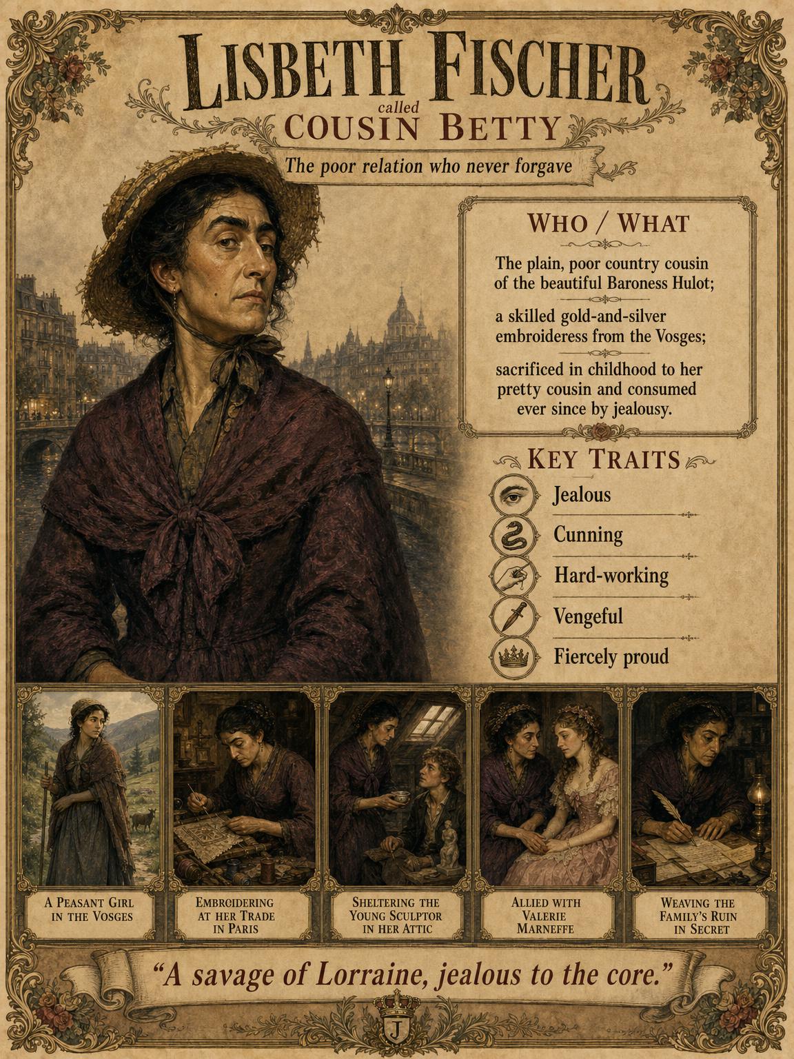 Lisbeth Fischer, called Cousin Betty — the poor relation who never forgave.