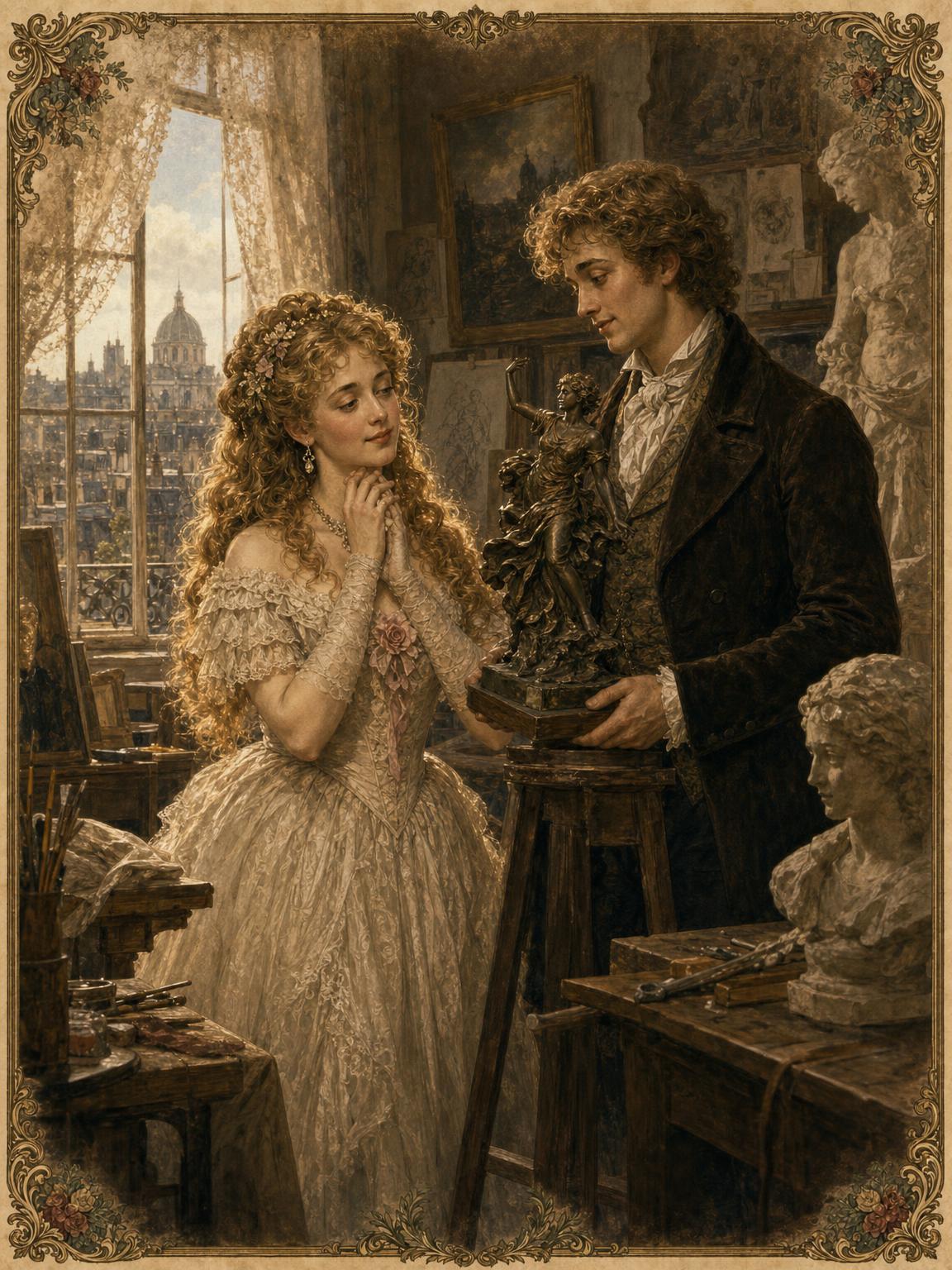 The atelier: the dawning love of Hortense and Wenceslas.