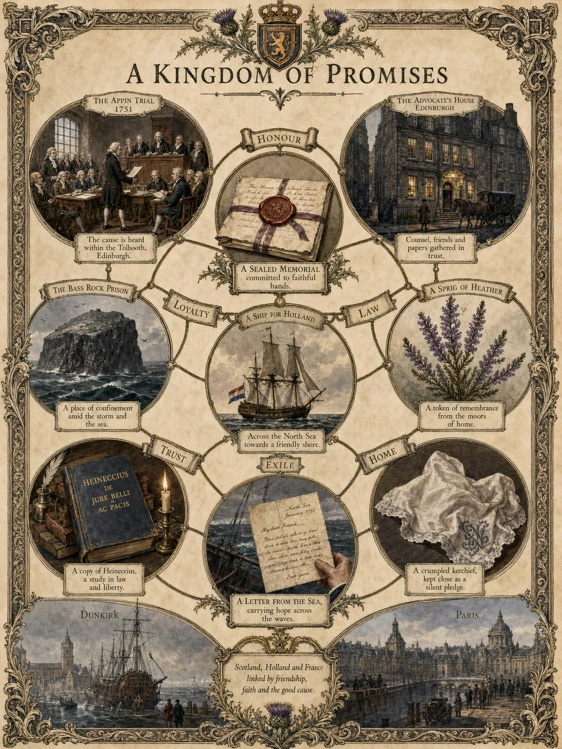 A kingdom of promises — the novel's objects, places and pressures.