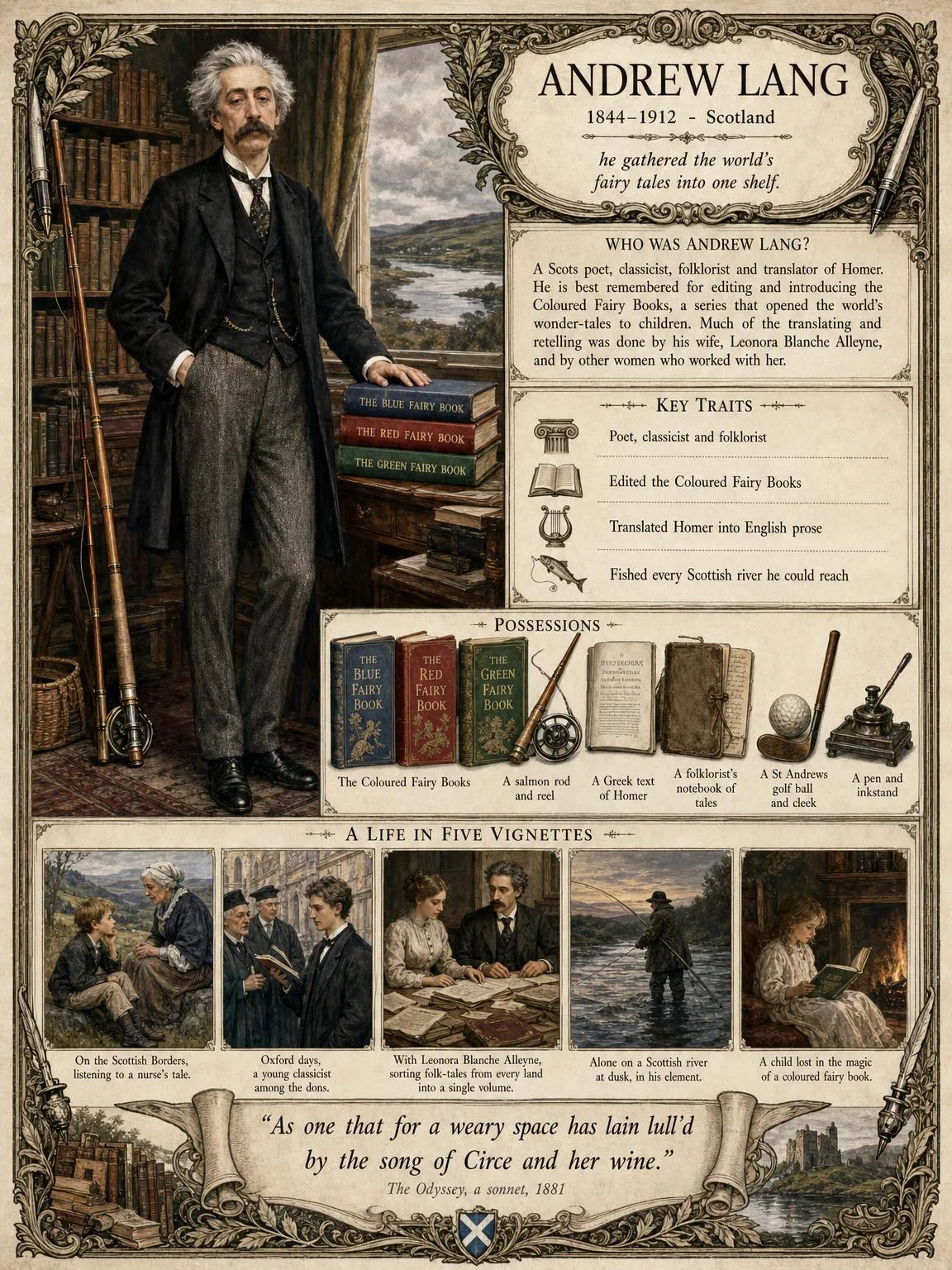 Andrew Lang — illustrated author plate